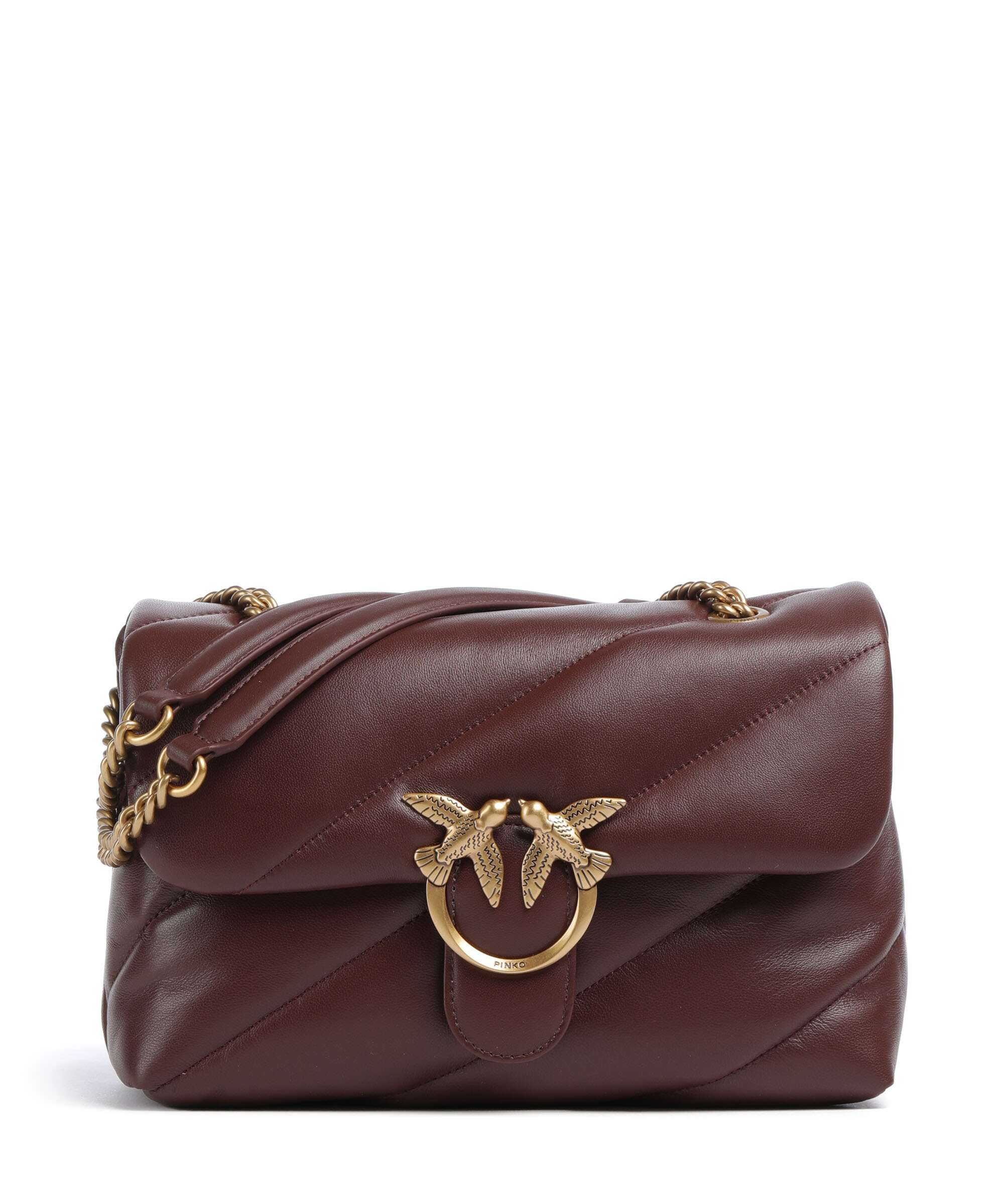 Pinko Love Puff Classic Shoulder bag rosso vino/antique gold