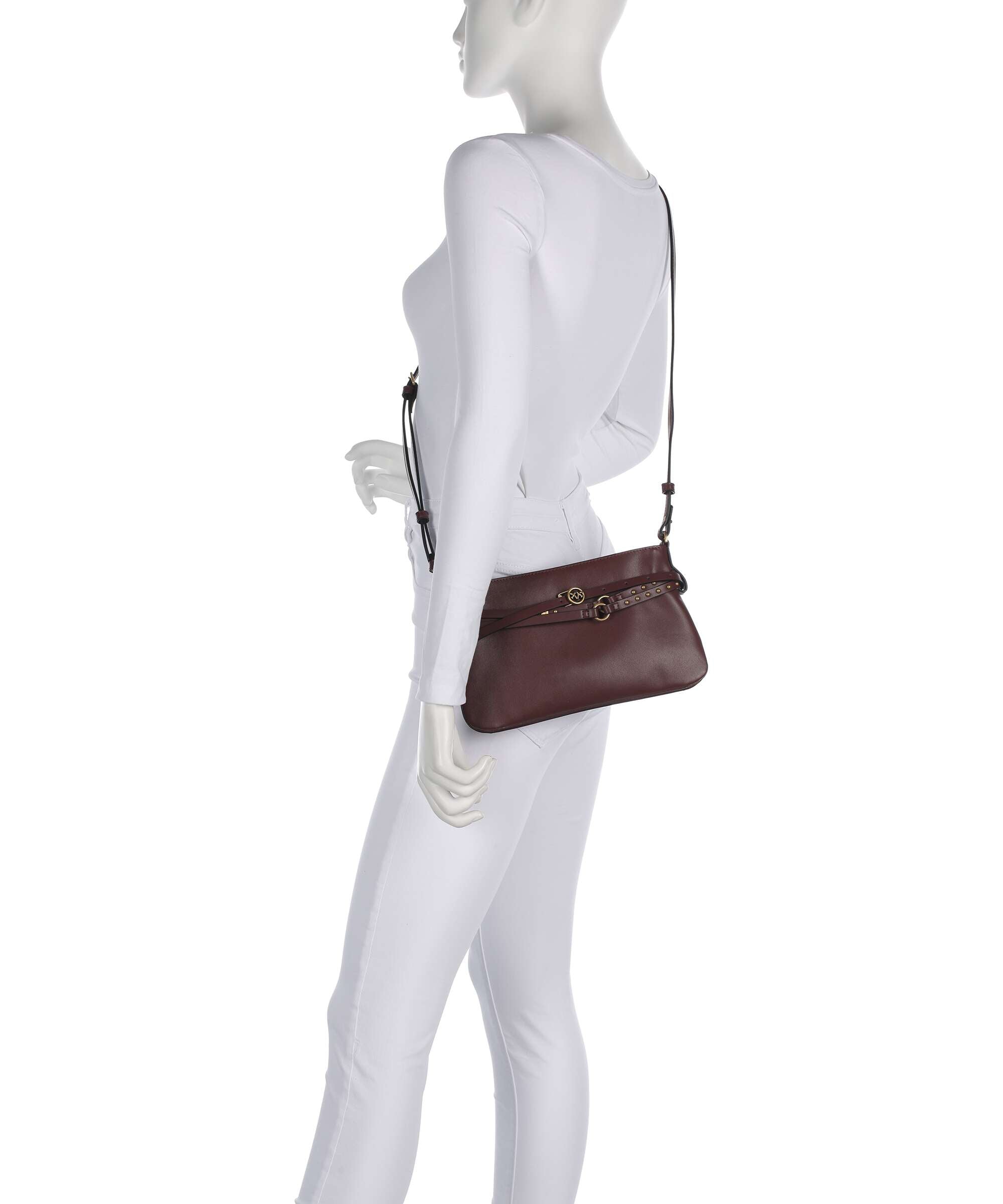 Pinko Belt Mini Shoulder bag burgundy wine/antique gold