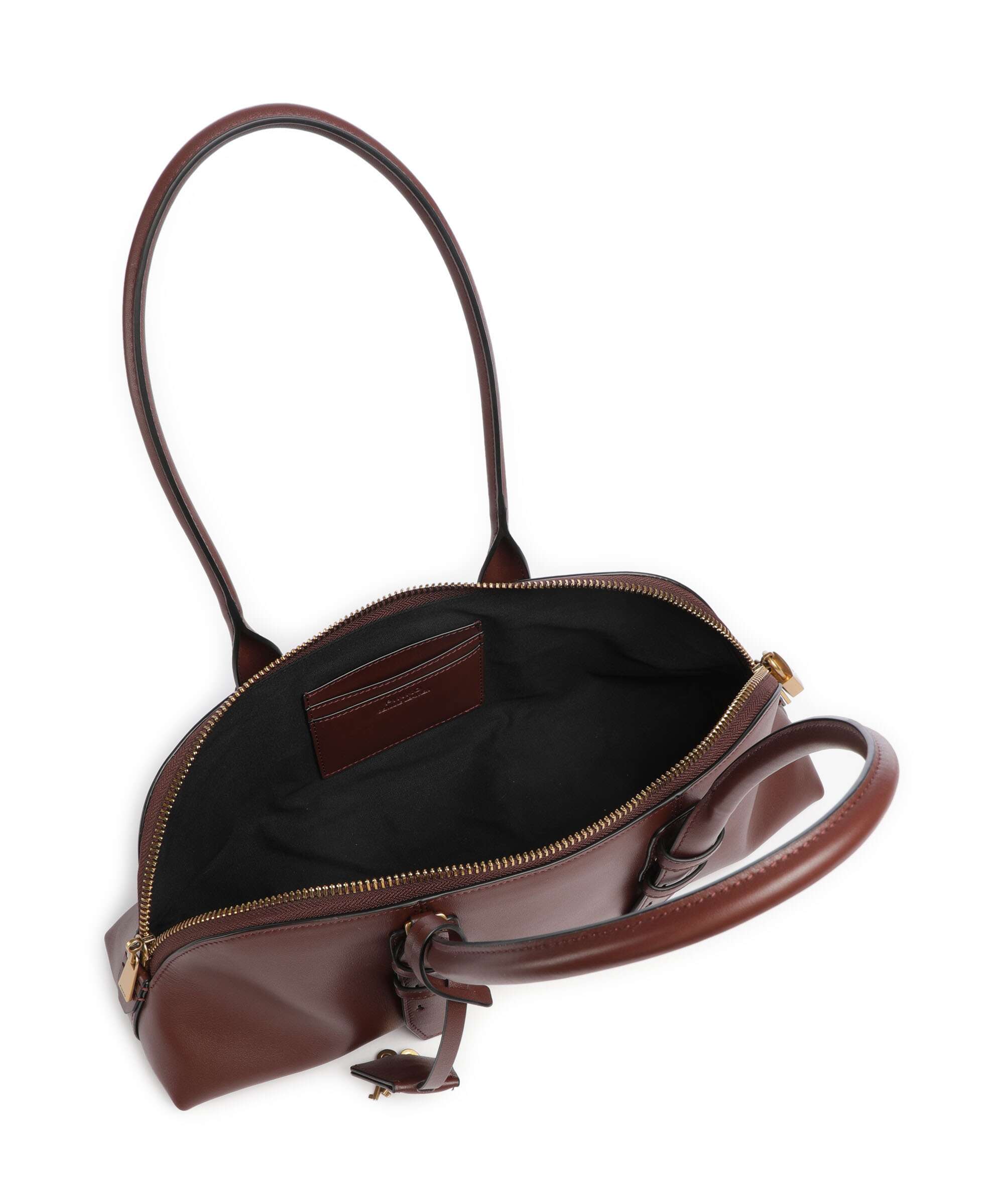 Pinko Bowling Horizontal Big Handbag burgundy wine/antique gold