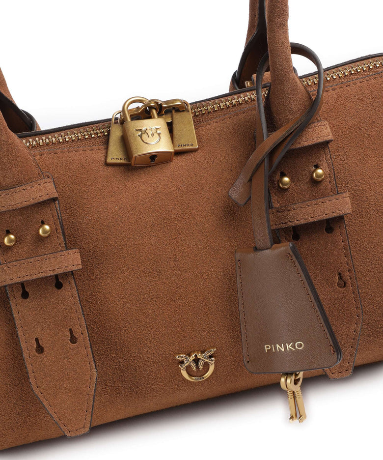 Pinko Bowling Horizontal Big Shoulder bag marrone/leone/antique gold