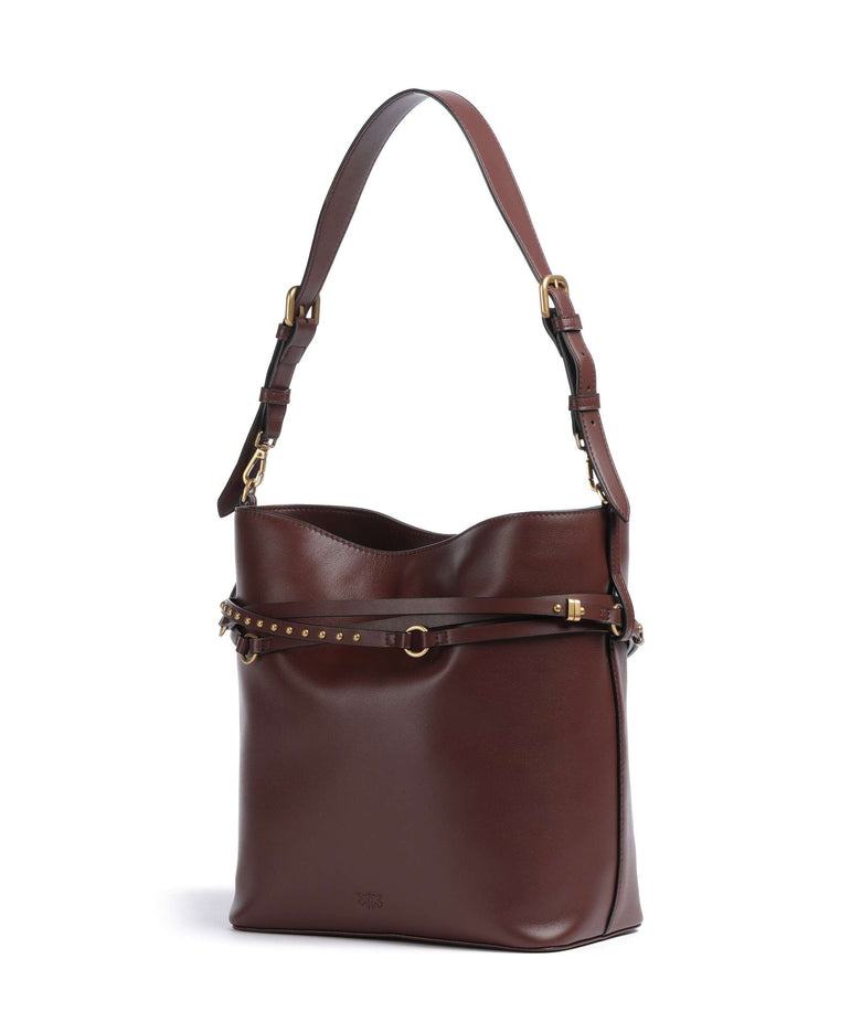 Pinko Belt Classic Bucket bag burgundy wine/antique gold