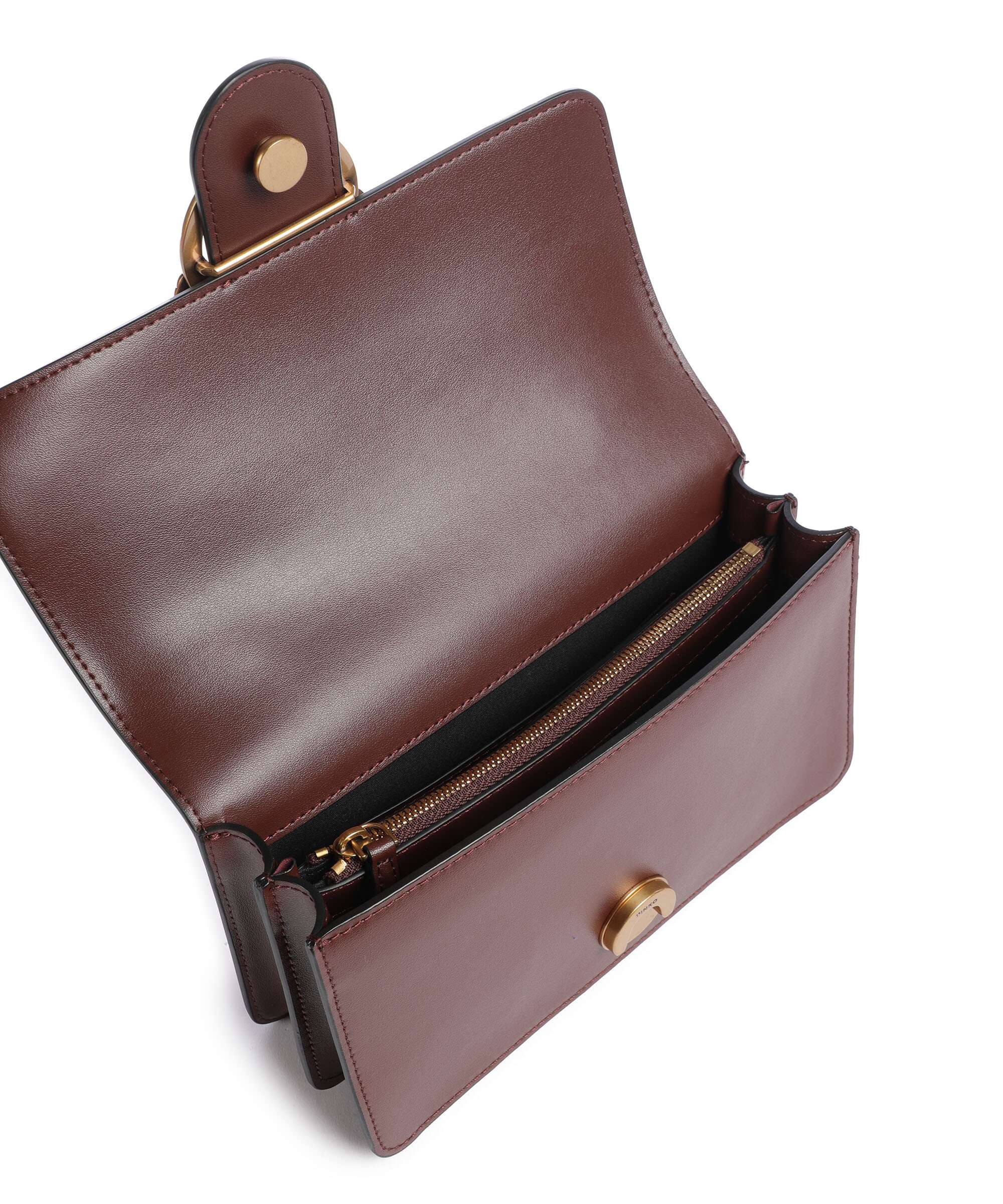 Pinko Love One Mini Crossbody bag burgundy wine/antique gold