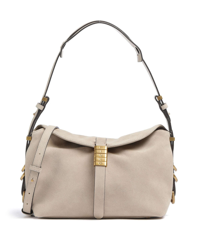 Pinko Saddle Horizontal Mini Shoulder bag beige/grigio fumo/antique gold