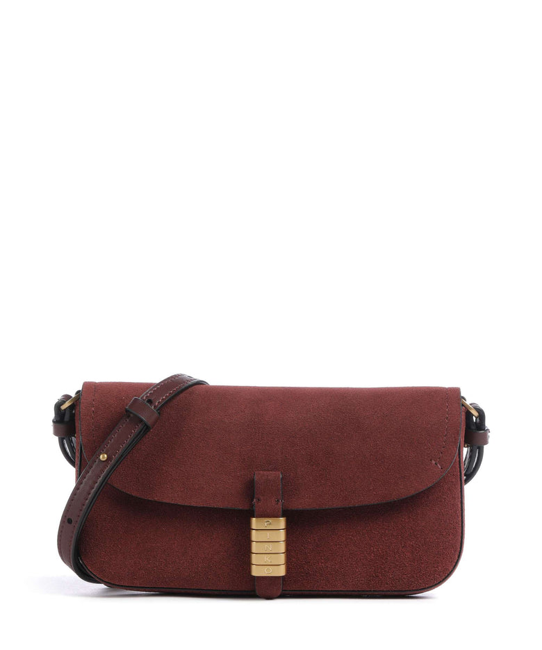 Pinko Saddle Flat Crossbody bag burgundy wine/antique gold