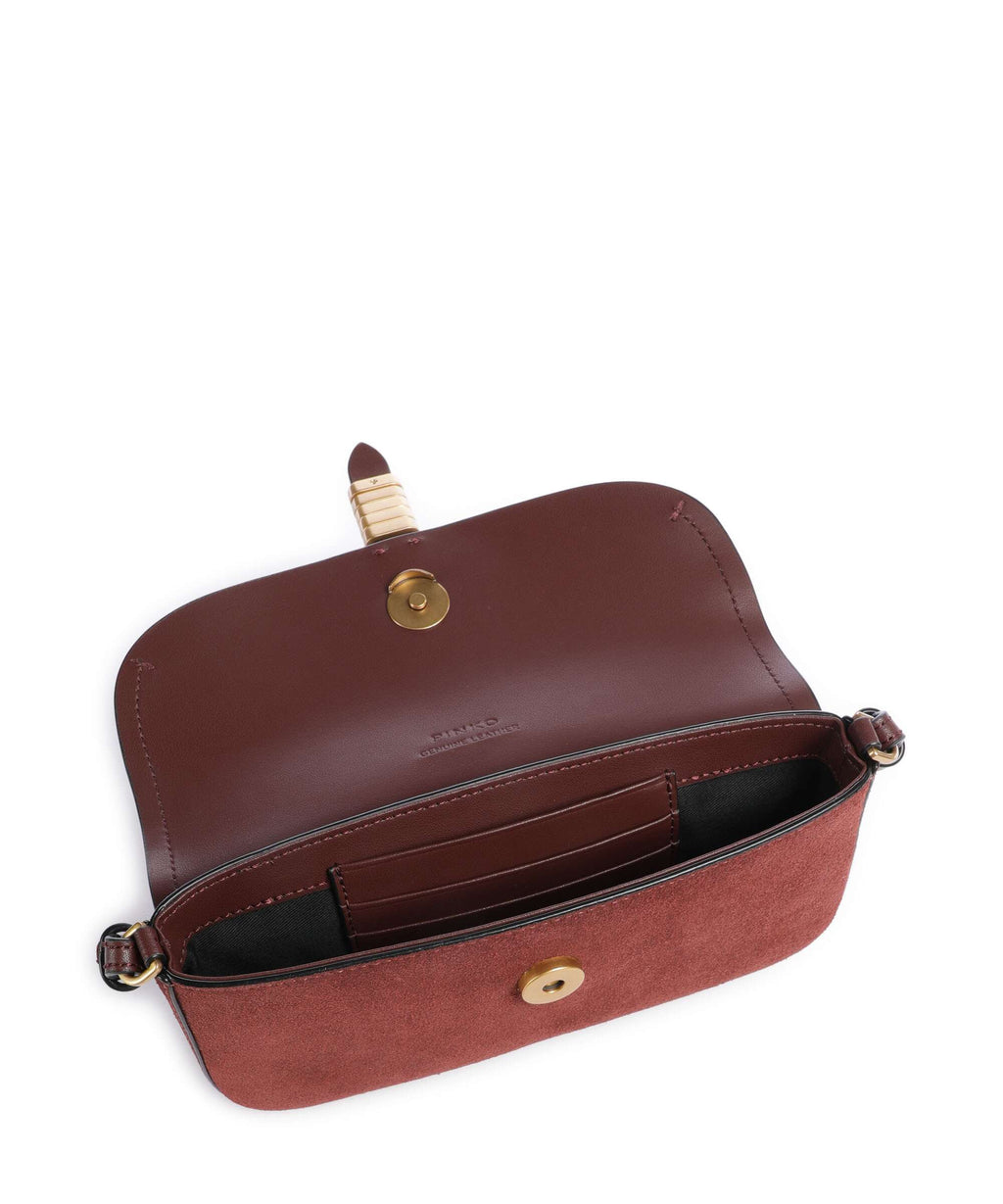 Pinko Saddle Flat Crossbody bag burgundy wine/antique gold