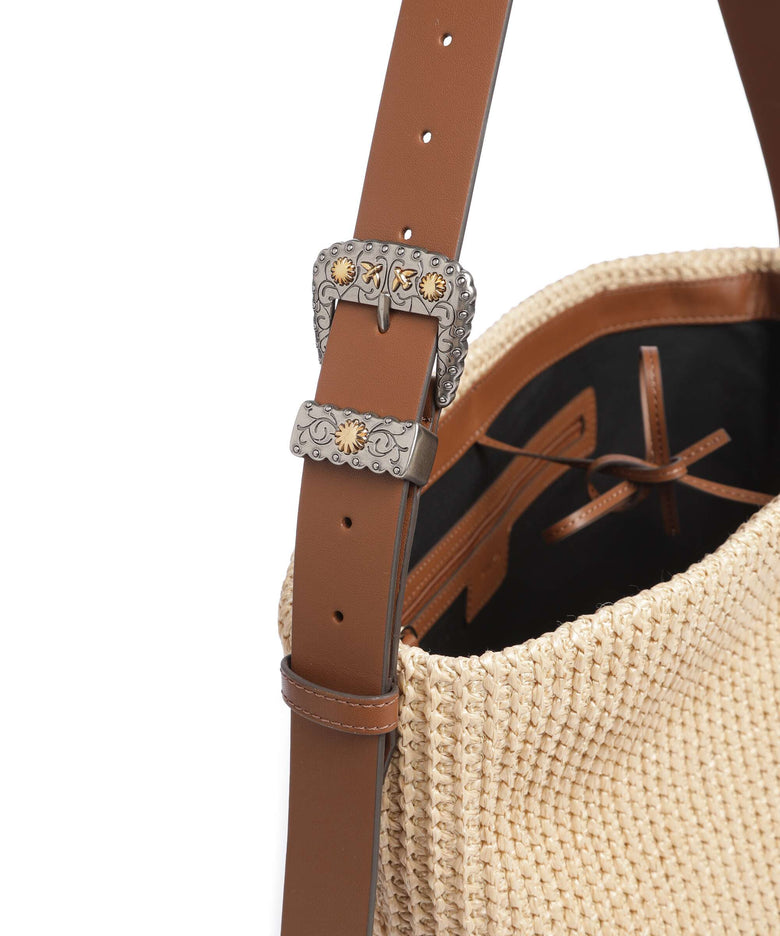 Pinko Big Hobo bag paglia/cuoio/mix gal