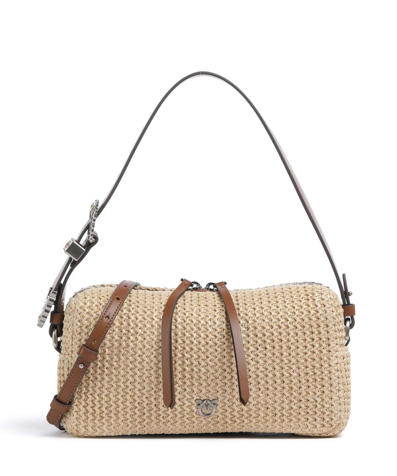 Pinko Shoulder bag paglia/cuoio/old silver
