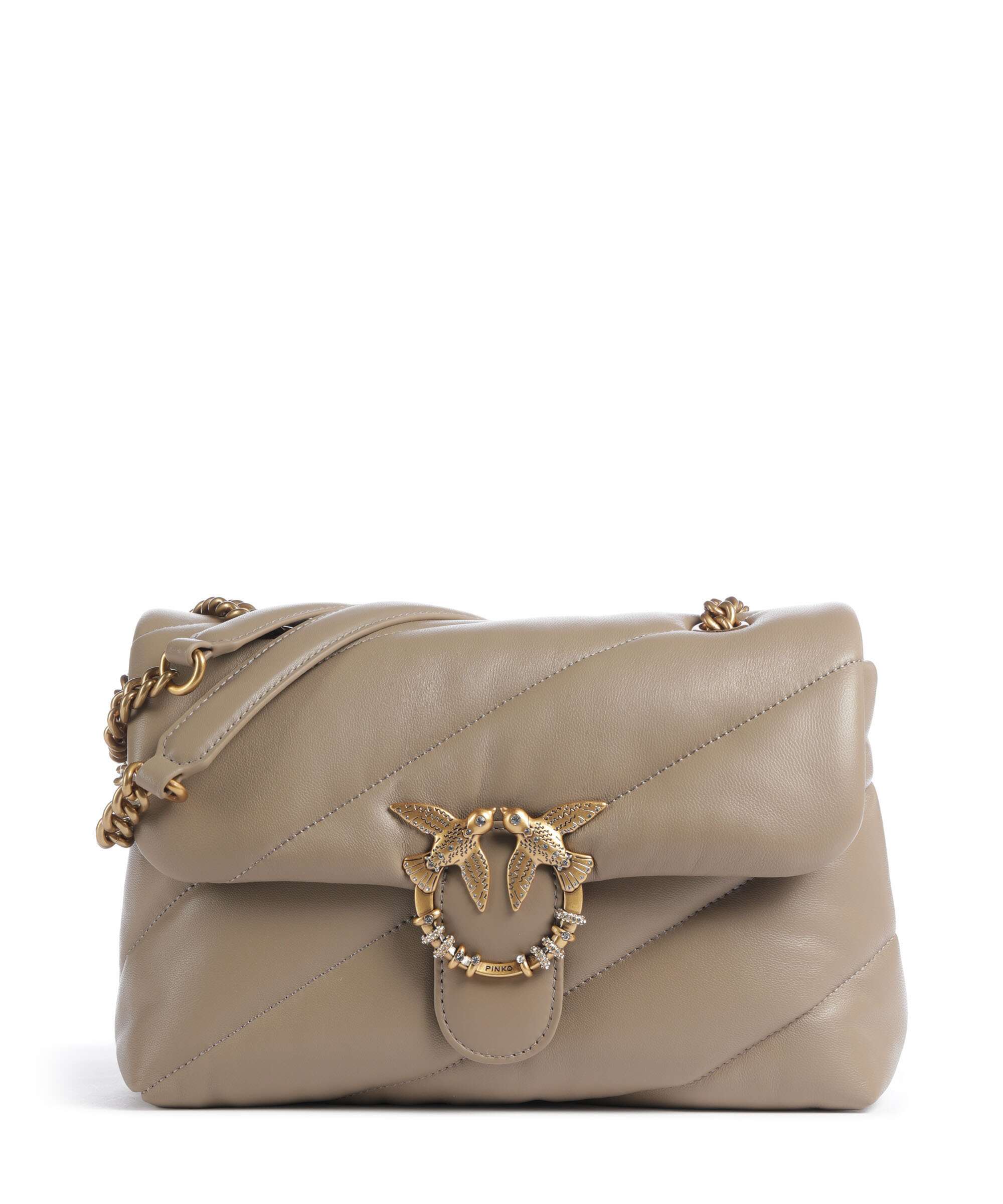 Pinko Love Puff Classic New Buckle Shoulder bag grigio talpa/antique gold