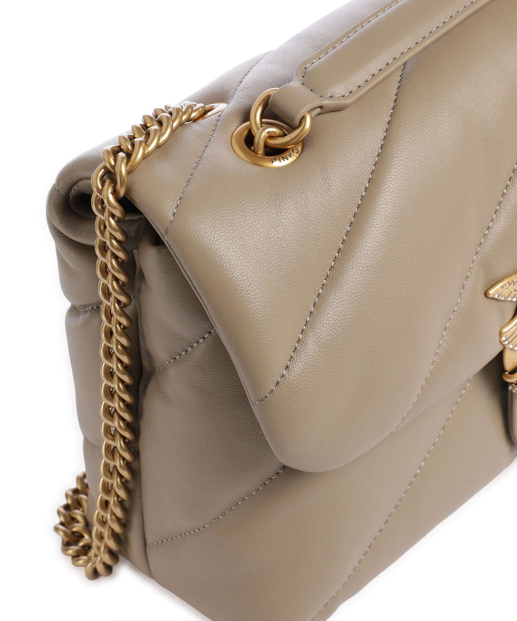 Pinko Love Puff Classic New Buckle Shoulder bag grigio talpa/antique gold