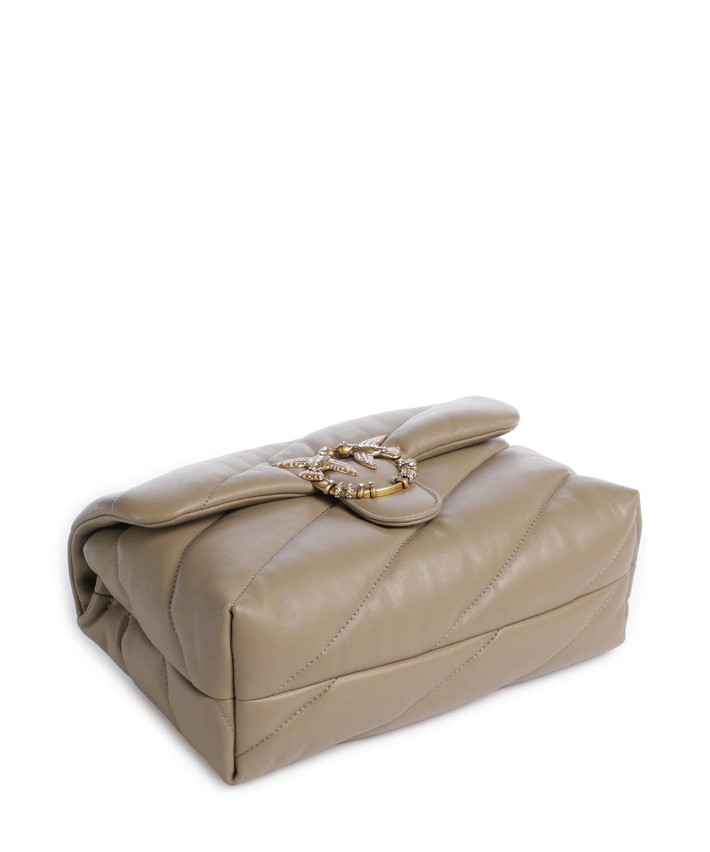 Pinko Love Puff Classic New Buckle Shoulder bag grigio talpa/antique gold