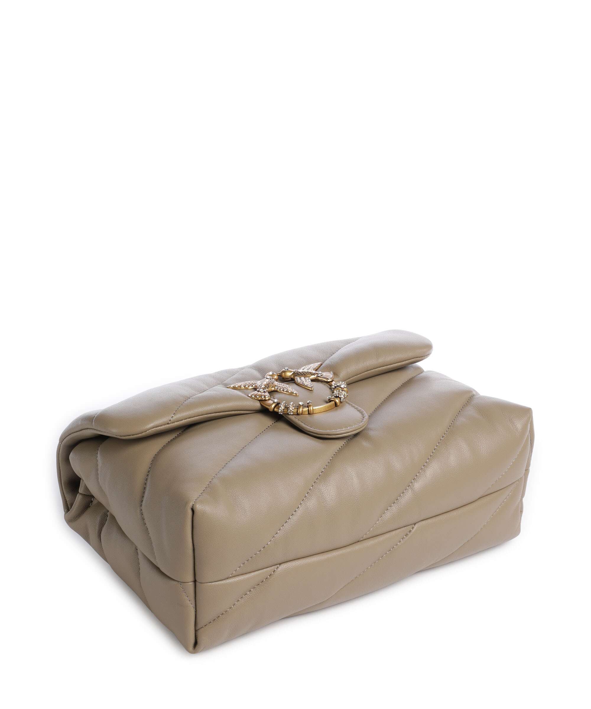 Pinko Love Puff Classic New Buckle Shoulder bag grigio talpa/antique gold
