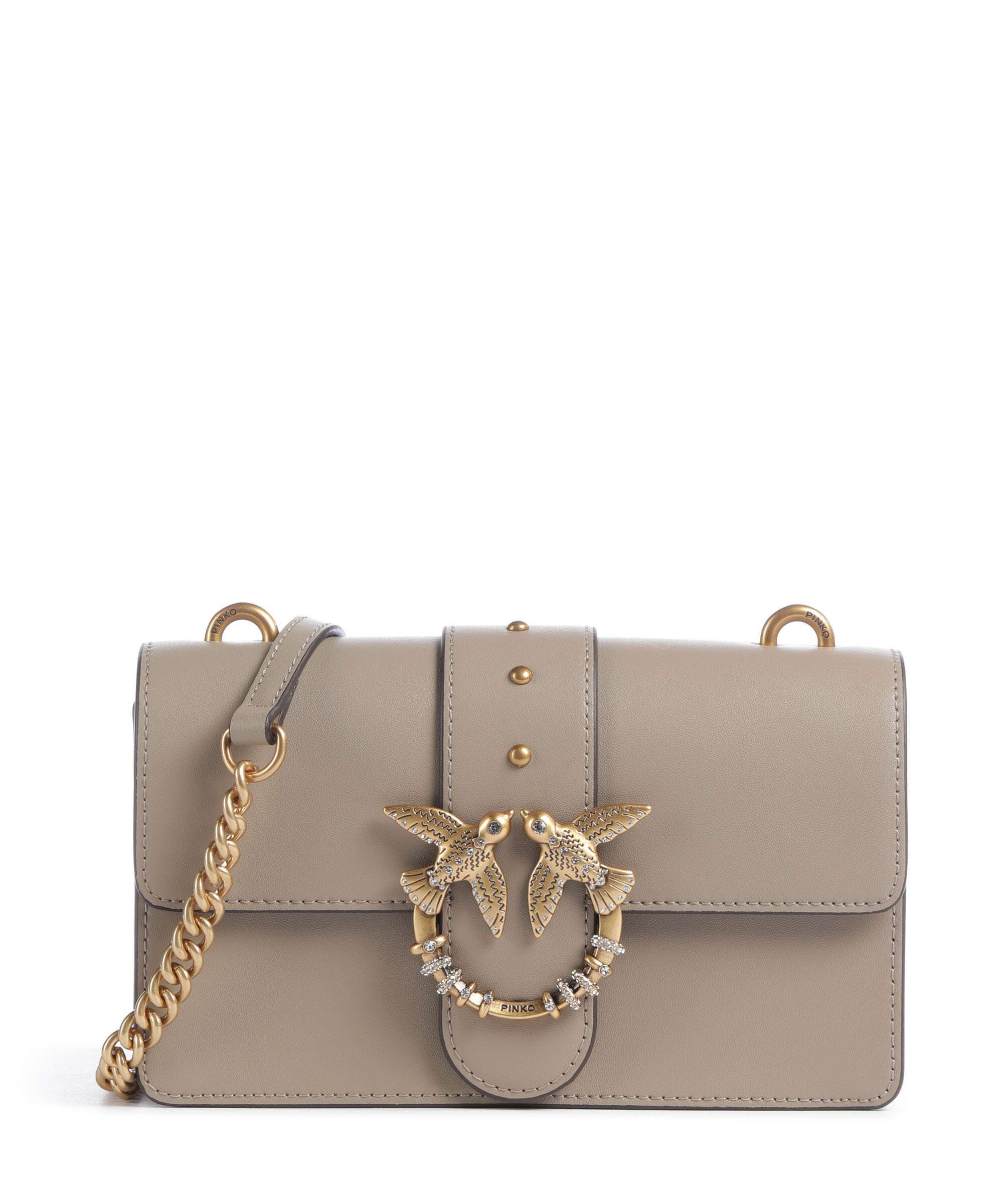 Pinko Love One Mini New Buckle Crossbody bag grigio talpa/antique gold