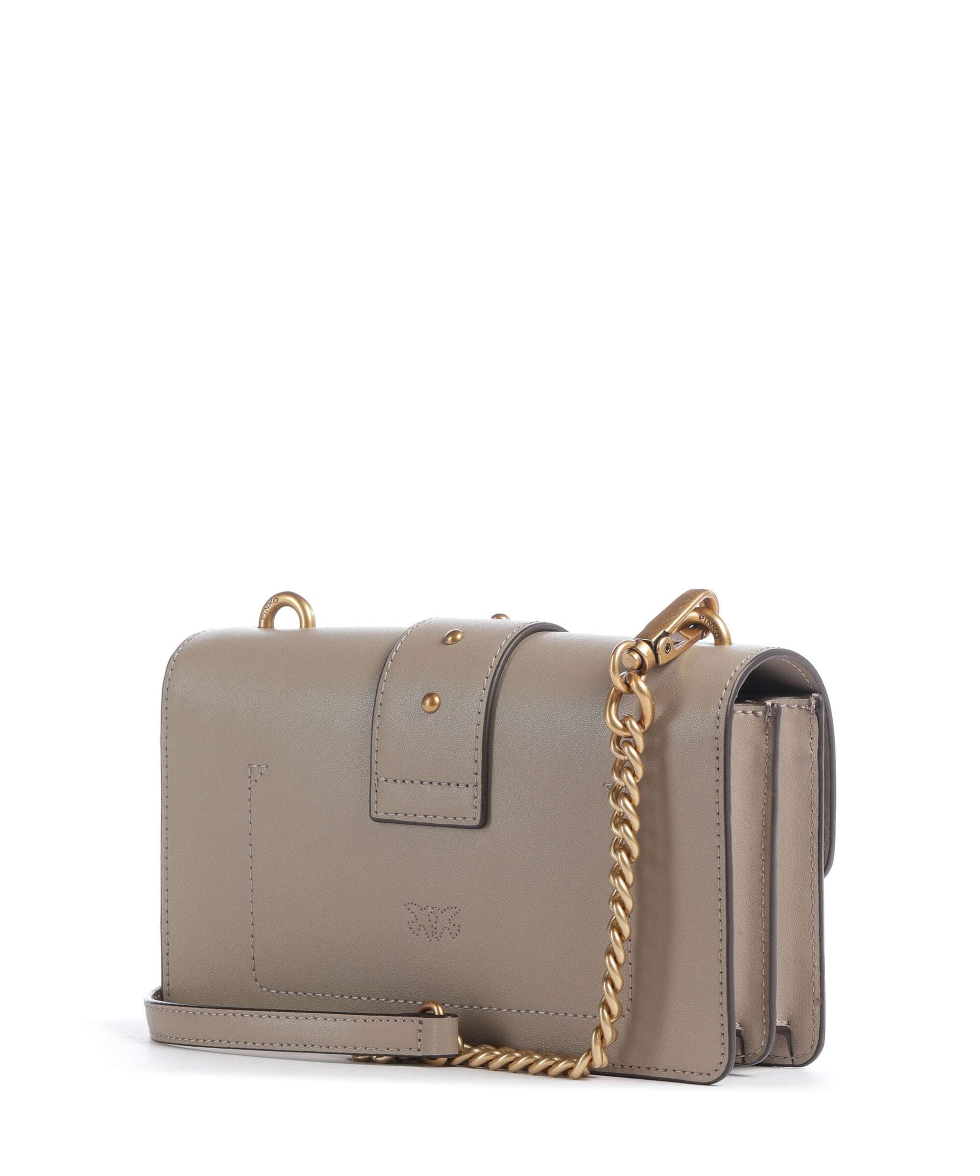 Pinko Love One Mini New Buckle Crossbody bag grigio talpa/antique gold