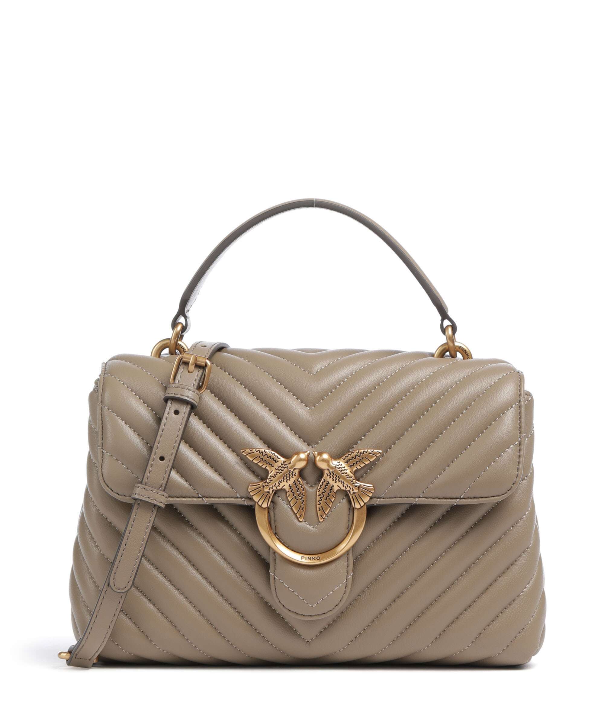Pinko Love Lady Puff Mini Handbag grigio talpa/antique gold