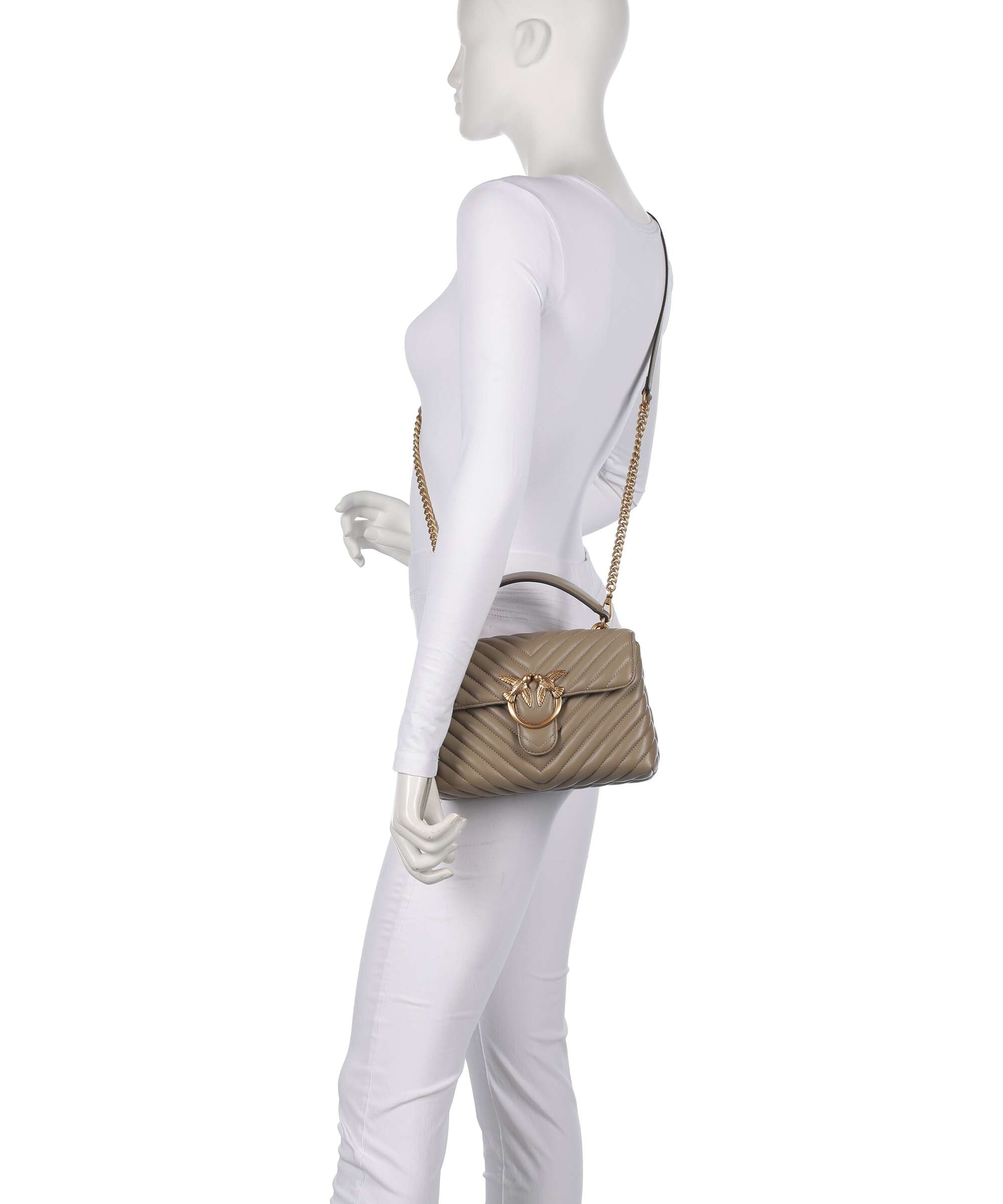 Pinko Love Lady Puff Mini Handbag grigio talpa/antique gold