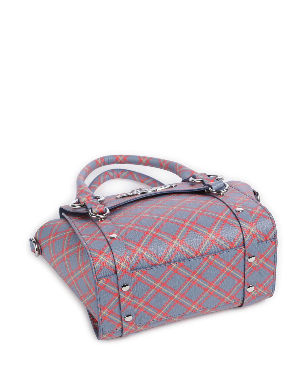 Vivienne Westwood Betty Saffiano Printed Small Handbag blue/orange tartan