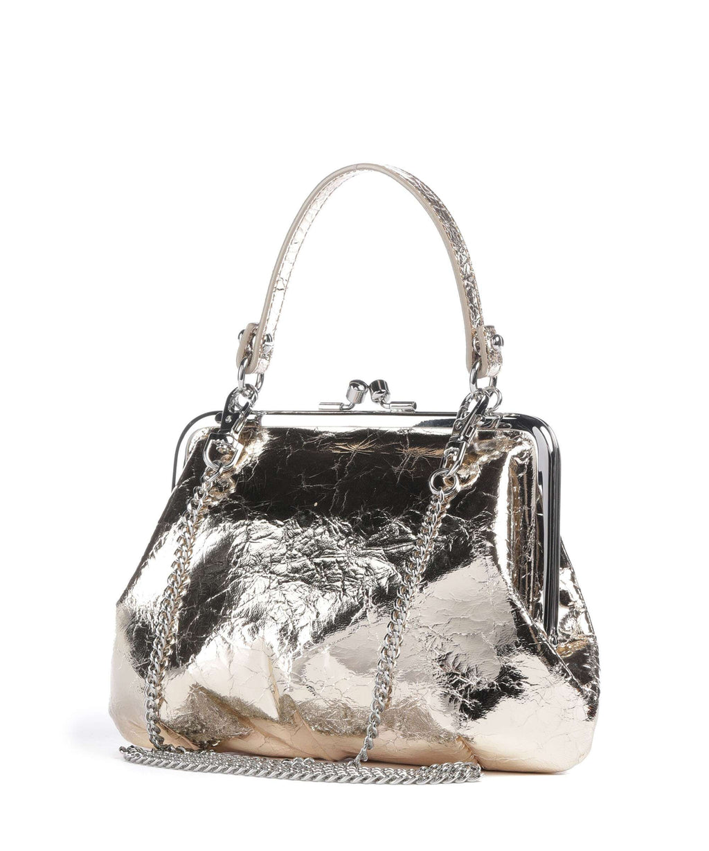 Vivienne Westwood Granny Frame Metallic Crinkle Handbag gold