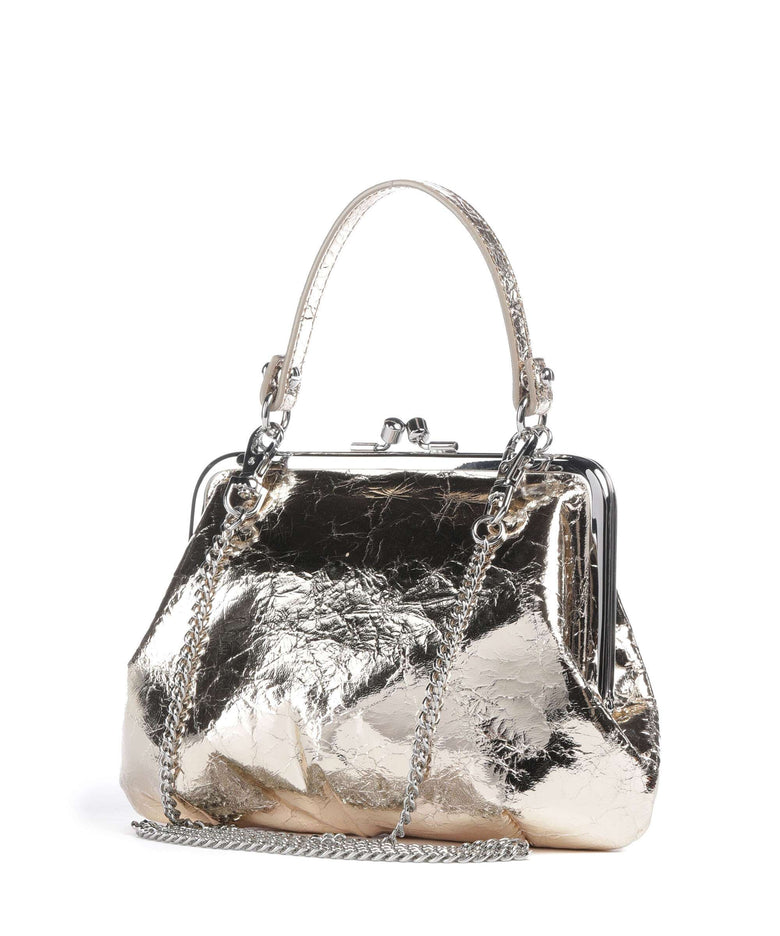 Vivienne Westwood Granny Frame Metallic Crinkle Handbag gold