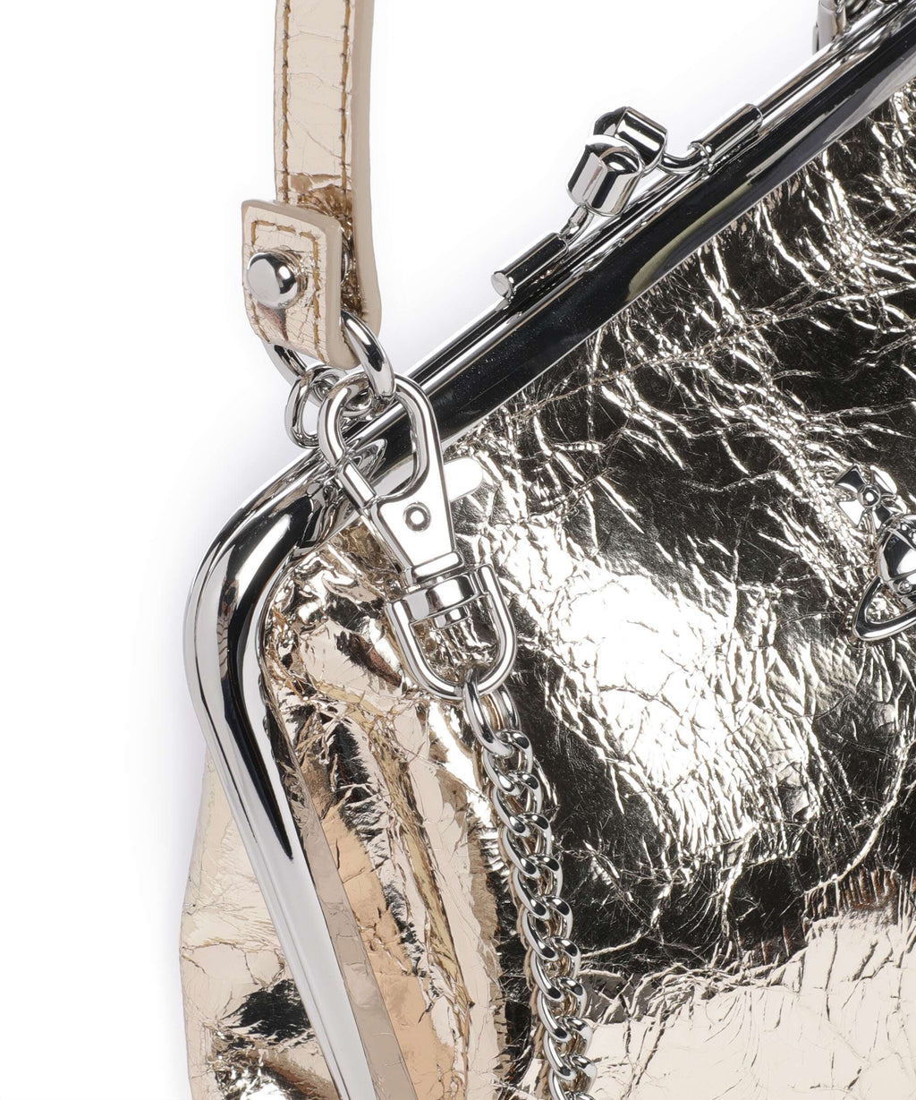 Vivienne Westwood Granny Frame Metallic Crinkle Handbag gold