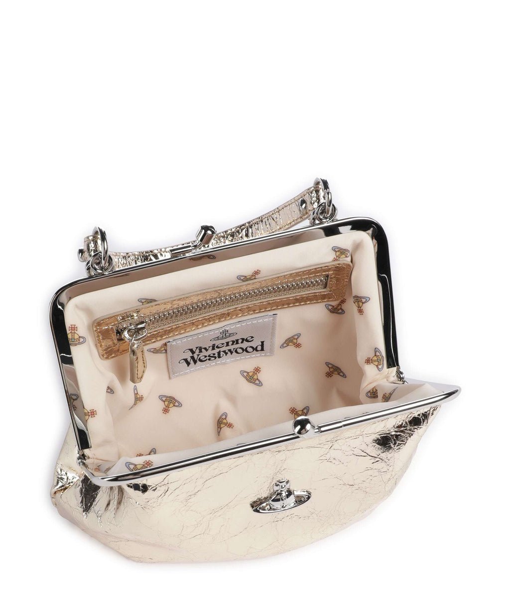 Vivienne Westwood Granny Frame Metallic Crinkle Handbag gold