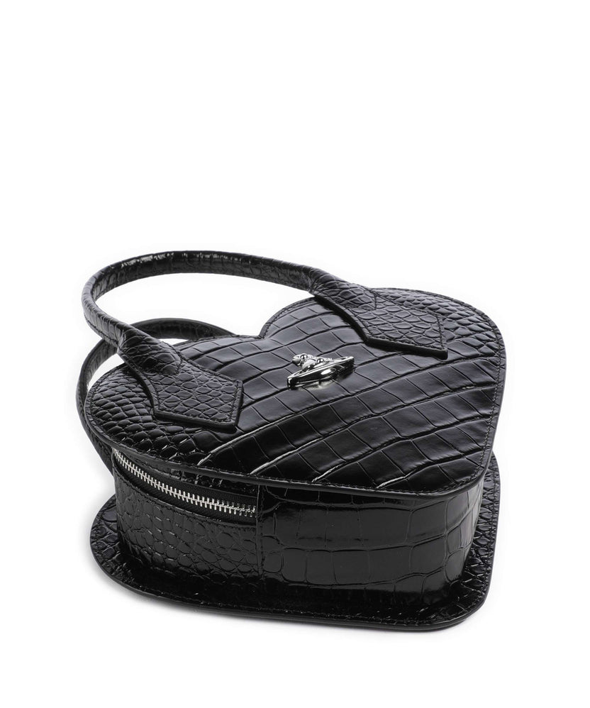 Vivienne Westwood Josephine Heart Embossed Croc Handbag black