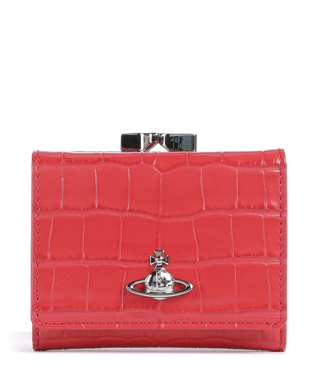 Vivienne Westwood Frame Embossed Croc Small Wallet coral