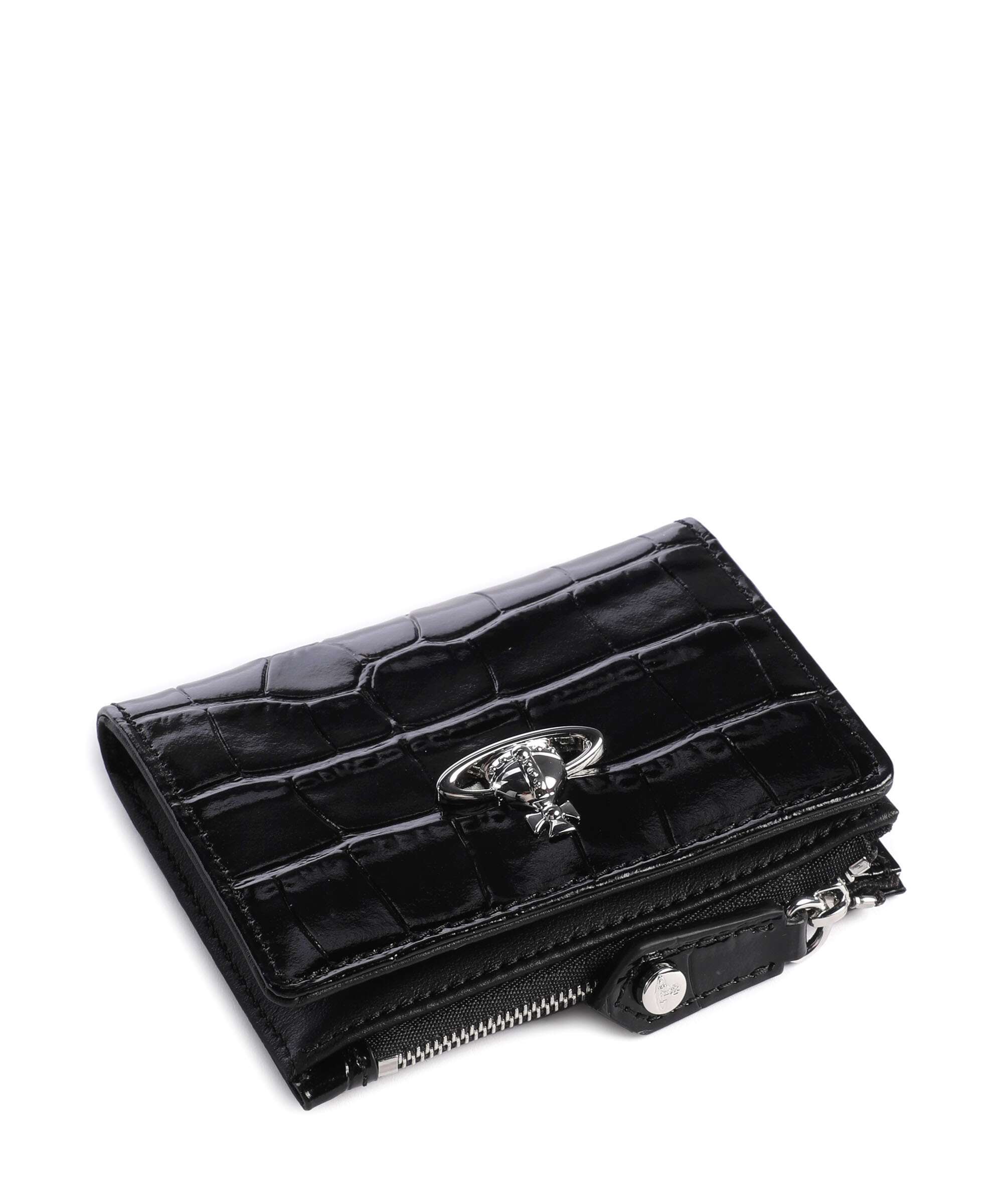 Vivienne Westwood Embossed Croc Slim Wallet black