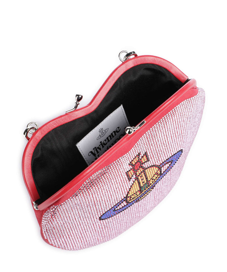 Vivienne Westwood Belle Heart Frame Diamante Crossbody bag pink