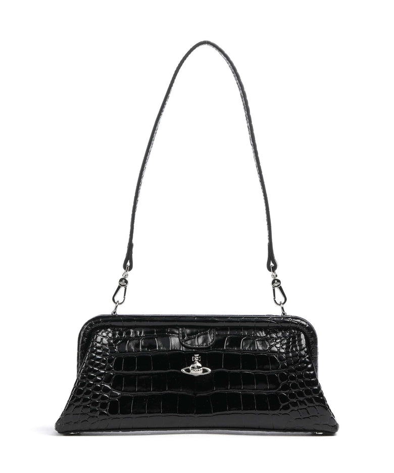 Vivienne Westwood Jane Frame Embossed Croc Shoulder bag black