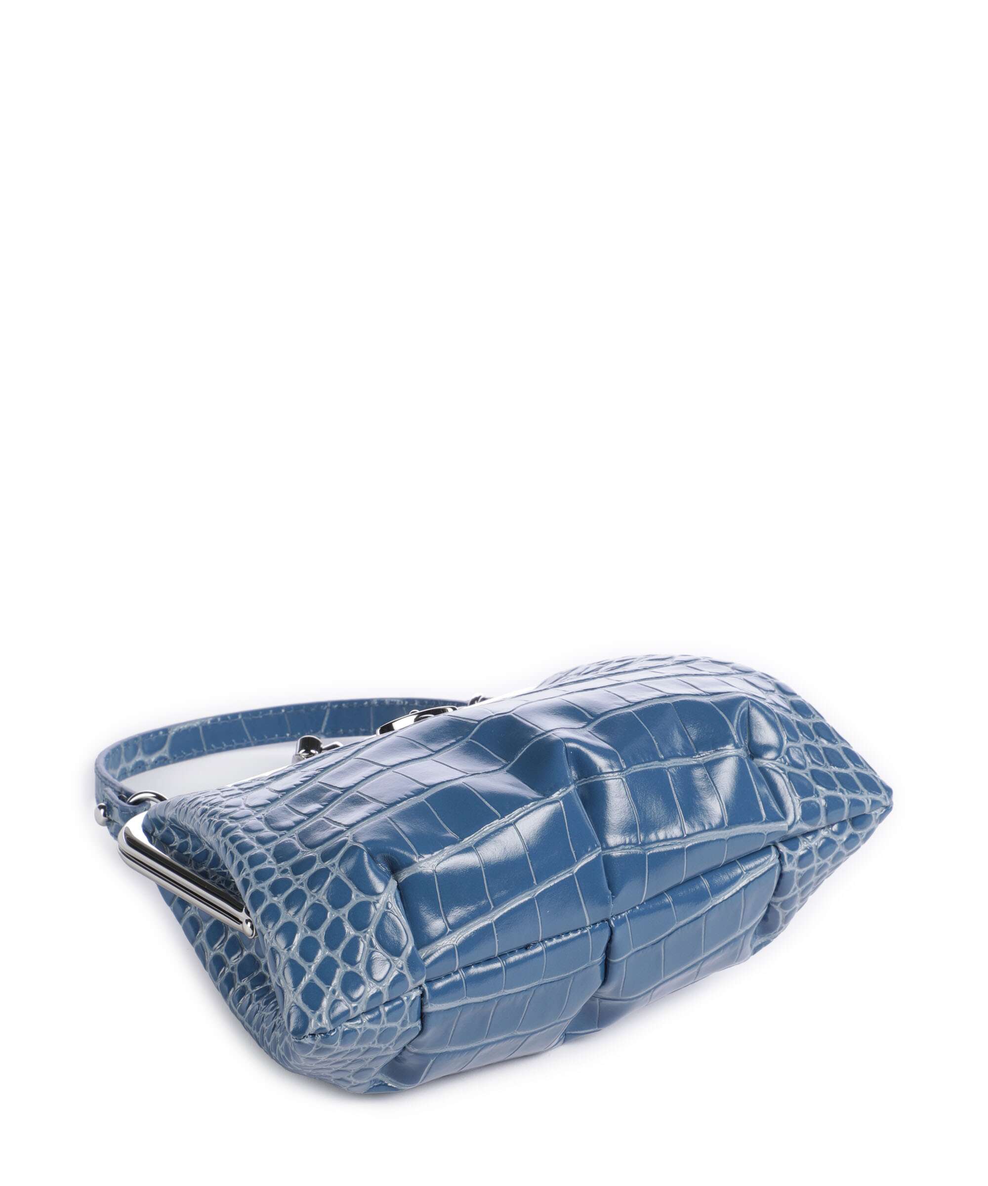 Vivienne Westwood Granny Frame Embossed Croc Handbag blue
