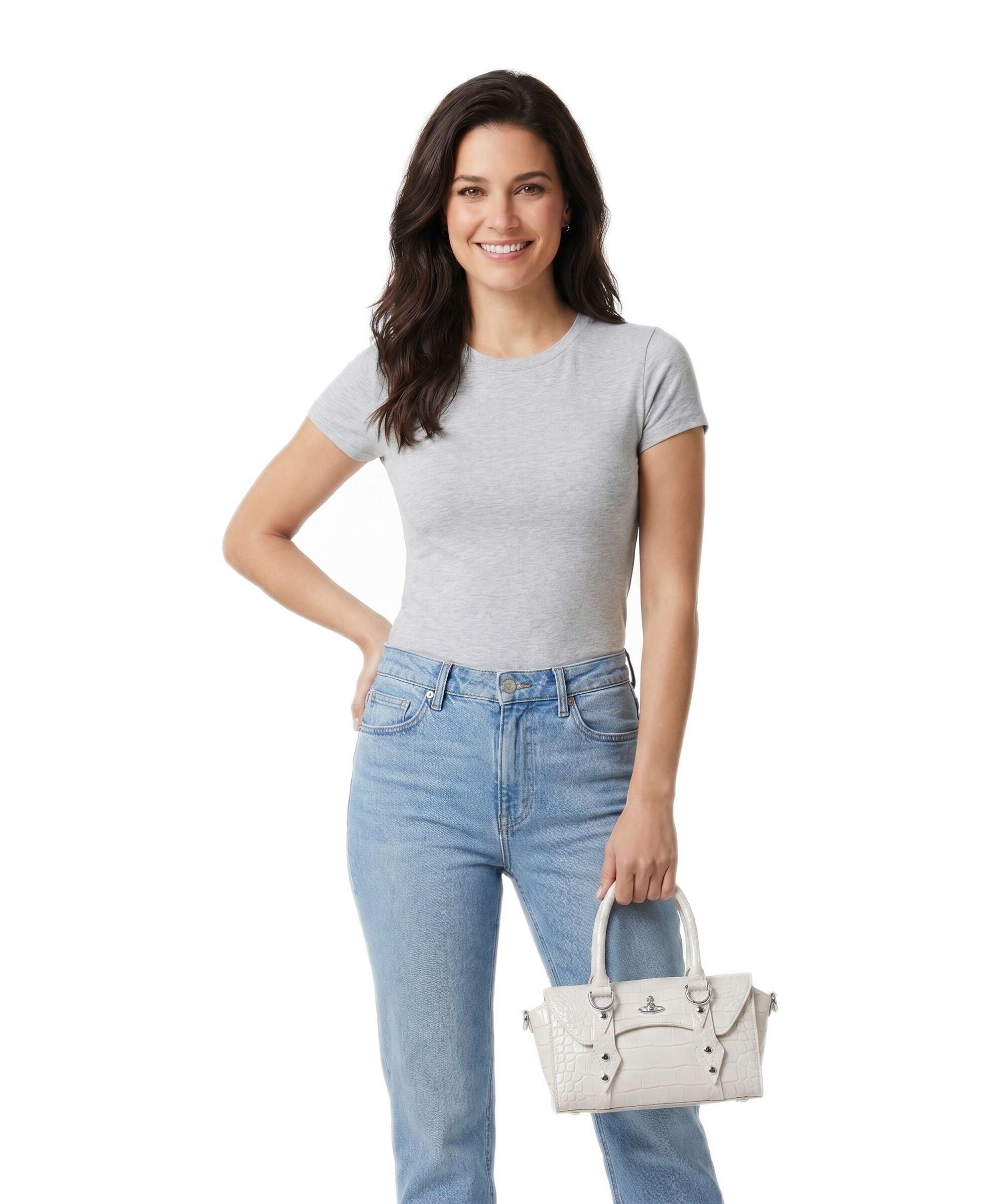 Vivienne Westwood Bettina Embossed Croc Mini Handbag pearl white
