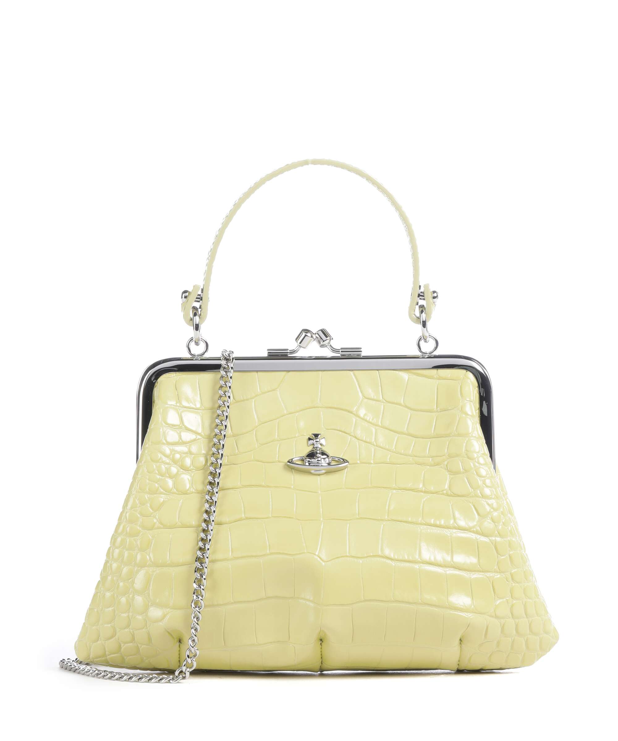 Vivienne Westwood Granny Frame Embossed Croc Handbag lime green