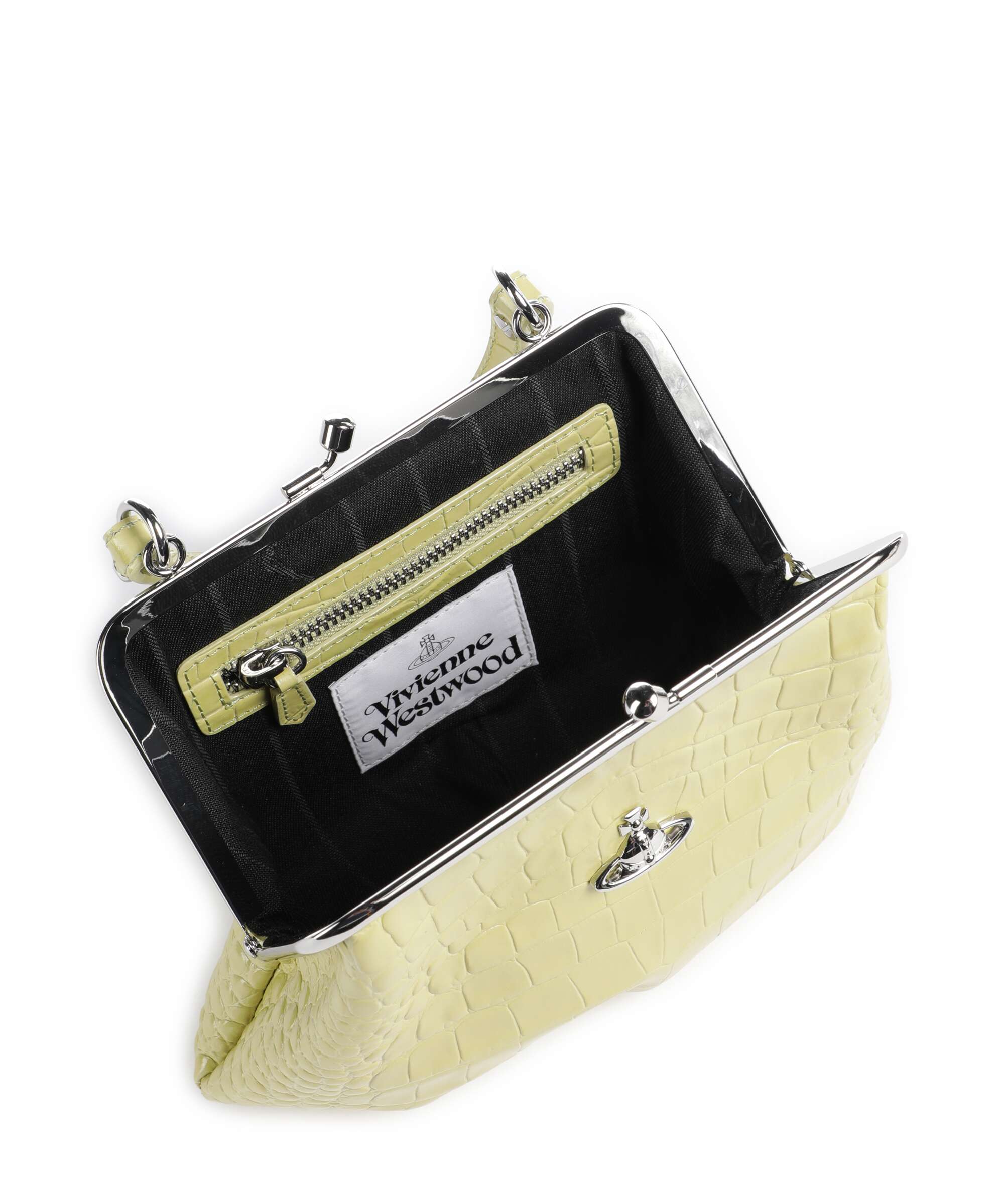 Vivienne Westwood Granny Frame Embossed Croc Handbag lime green