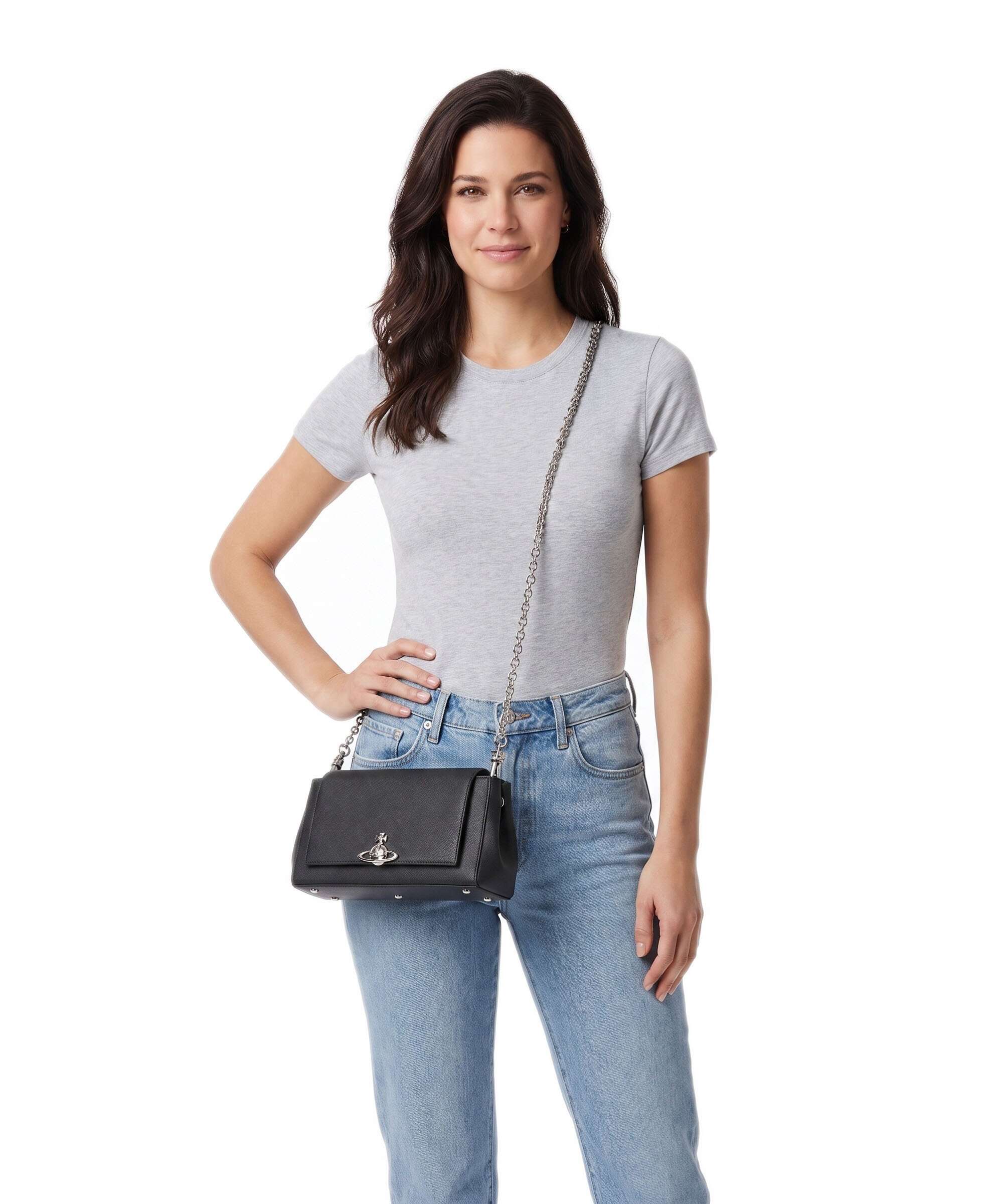 Vivienne Westwood Hazel Saffiano Plain Medium Shoulder bag black