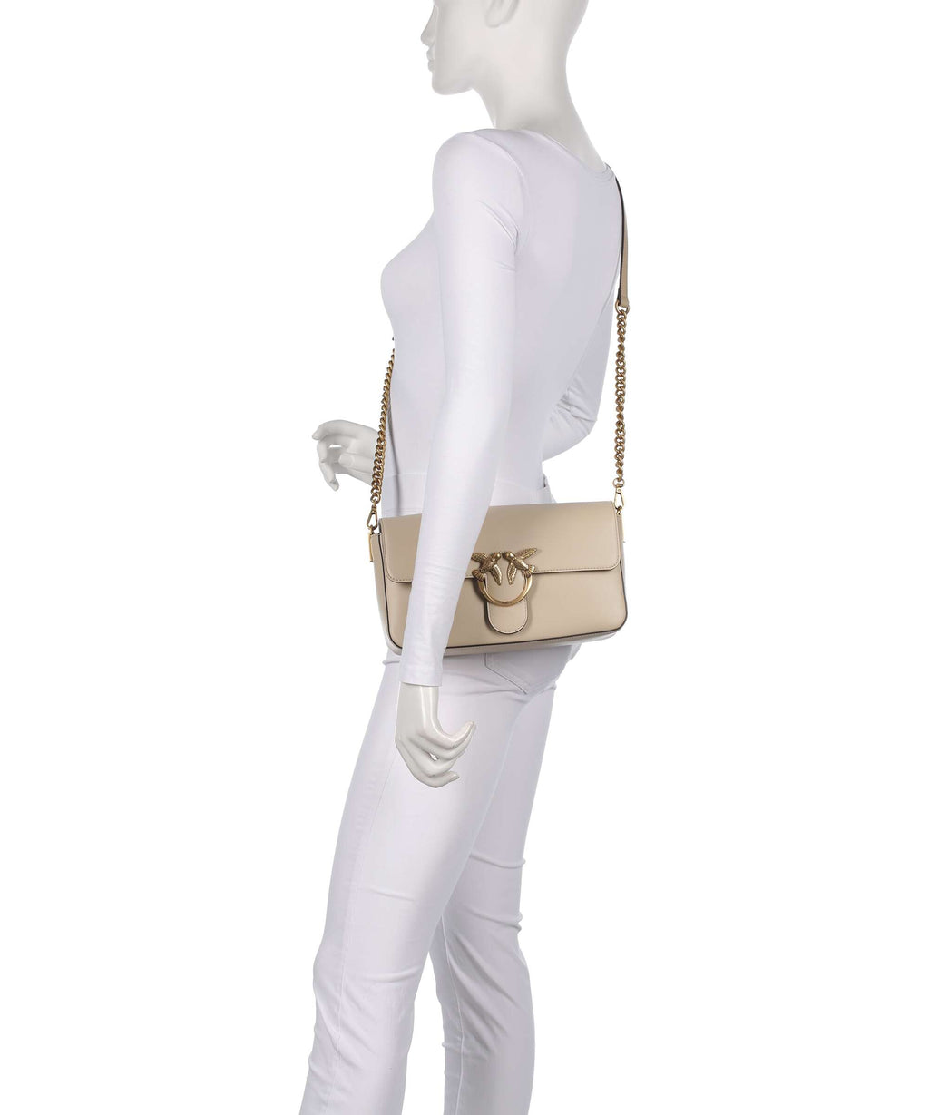 Pinko Love One Classic Slouchy Crossbody bag beige/grigio fumo/antique gold