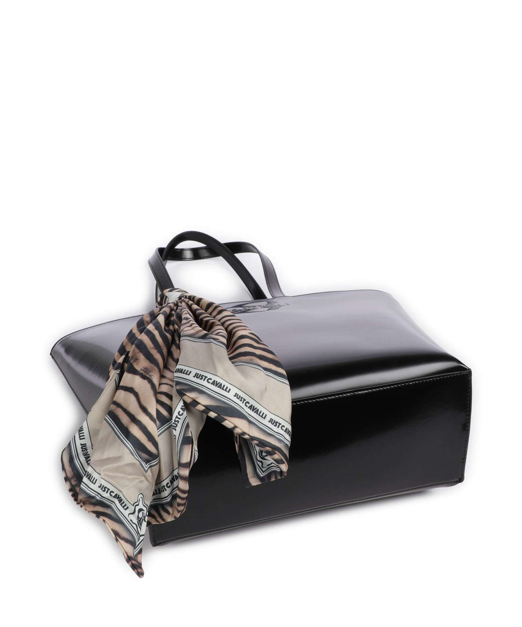 Just Cavalli Chain Foulard Tote bag black