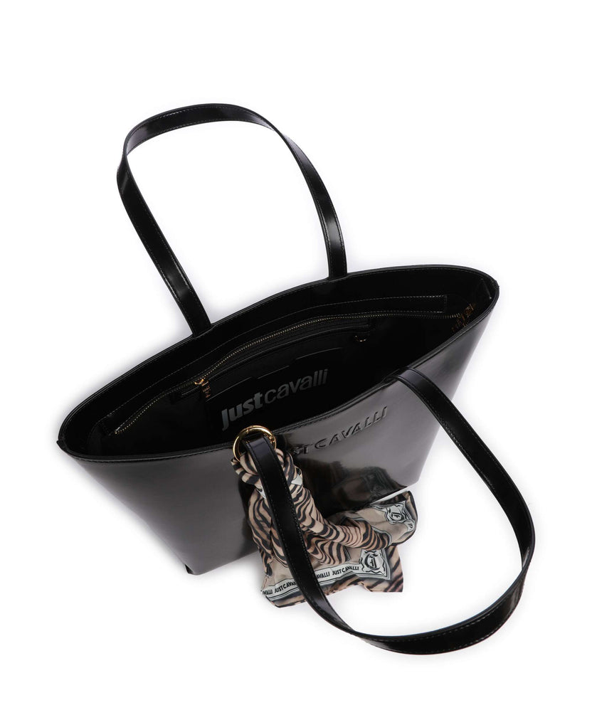 Just Cavalli Chain Foulard Tote bag black