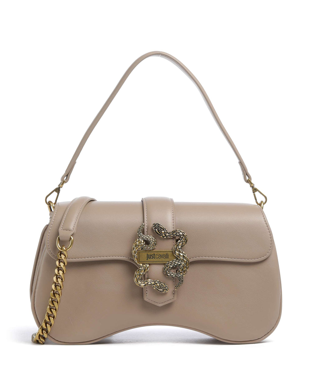 Just Cavalli Iconic Snakes Shoulder bag tan