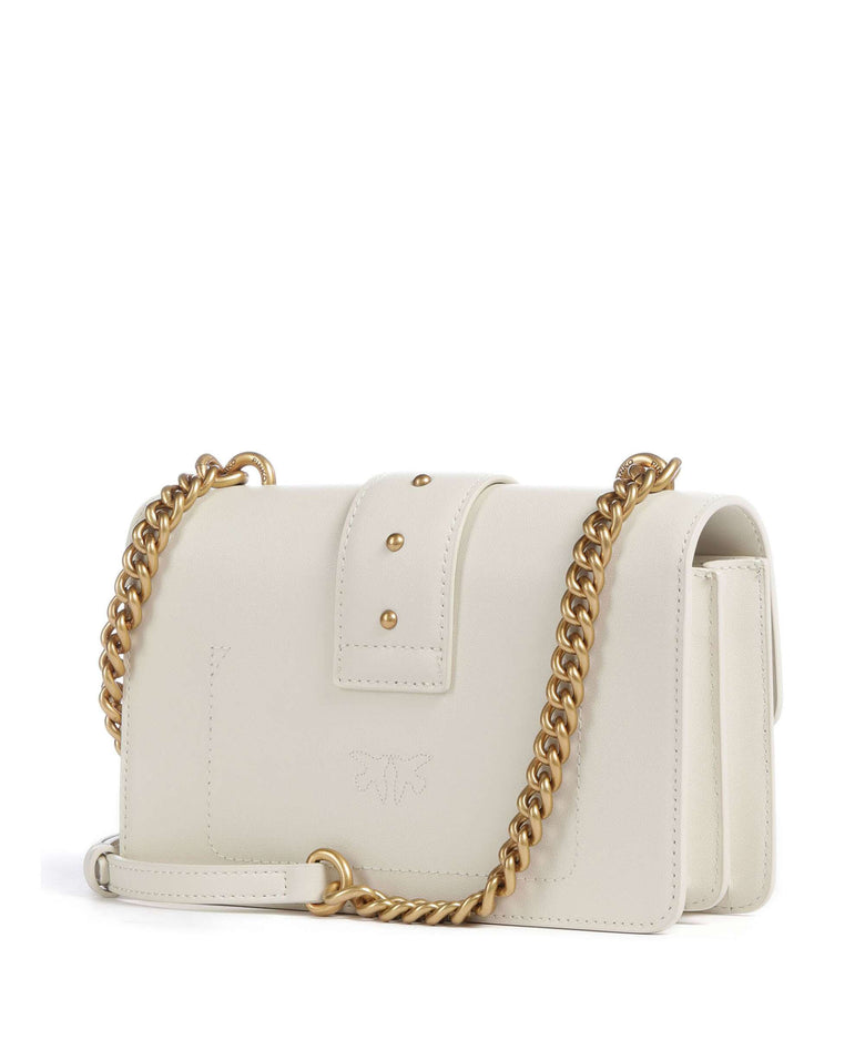 Pinko Love One Mini Crossbody bag bianco seta/antique gold