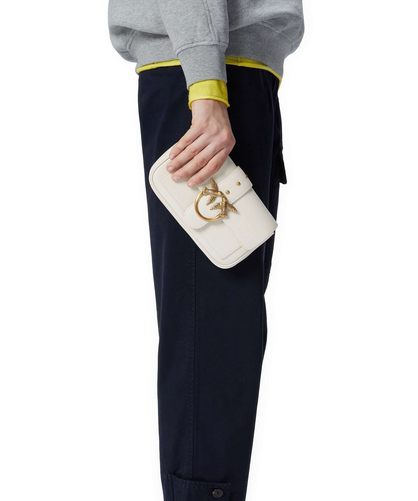 Pinko Love One Pocket Wallet bianco seta/antique gold