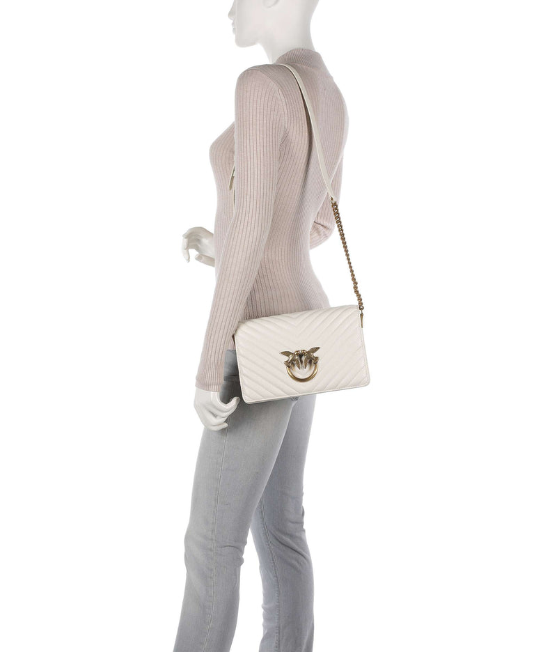Pinko Love Click Classic Crossbody bag bianco seta/antique gold