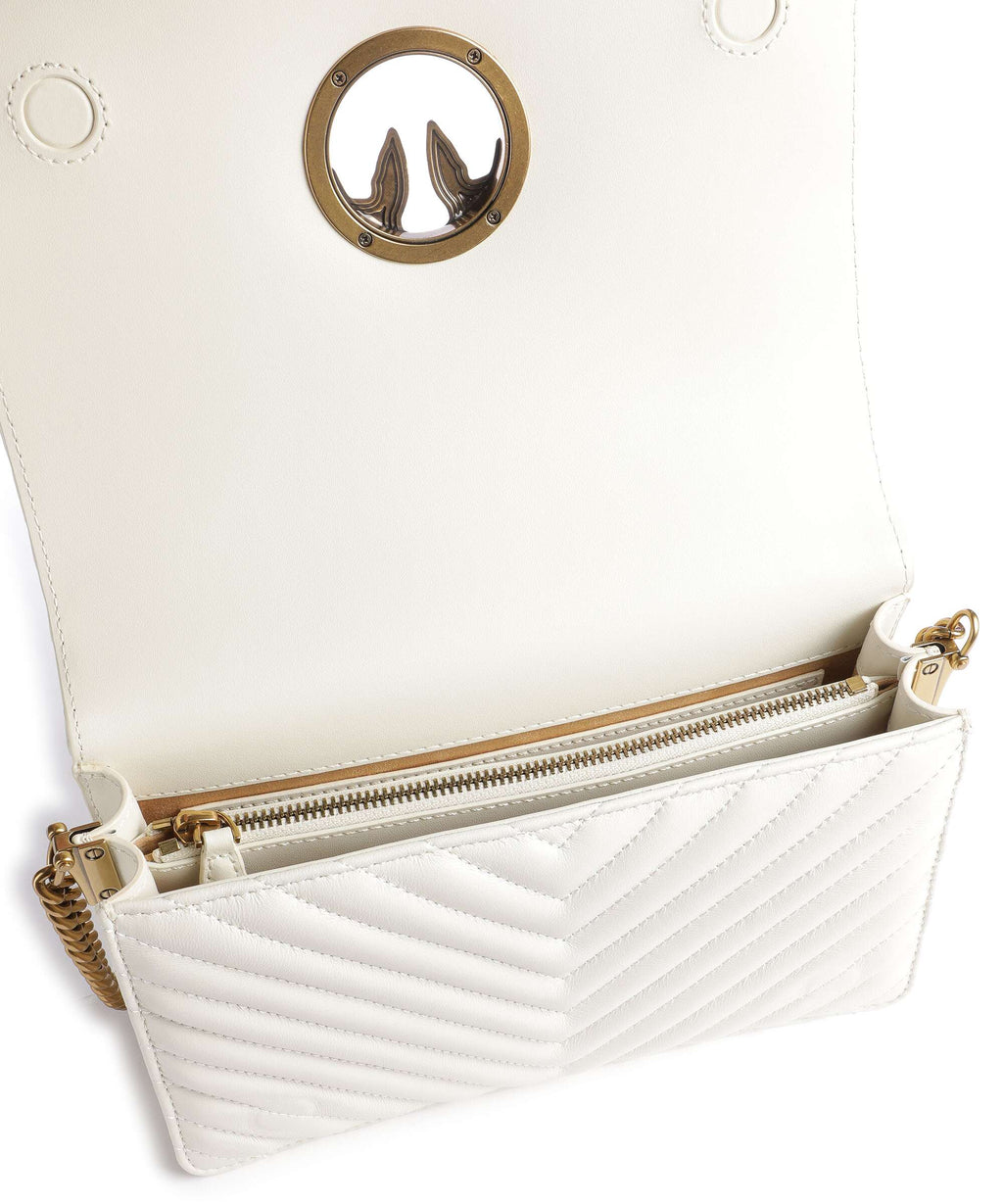 Pinko Love Click Classic Crossbody bag bianco seta/antique gold