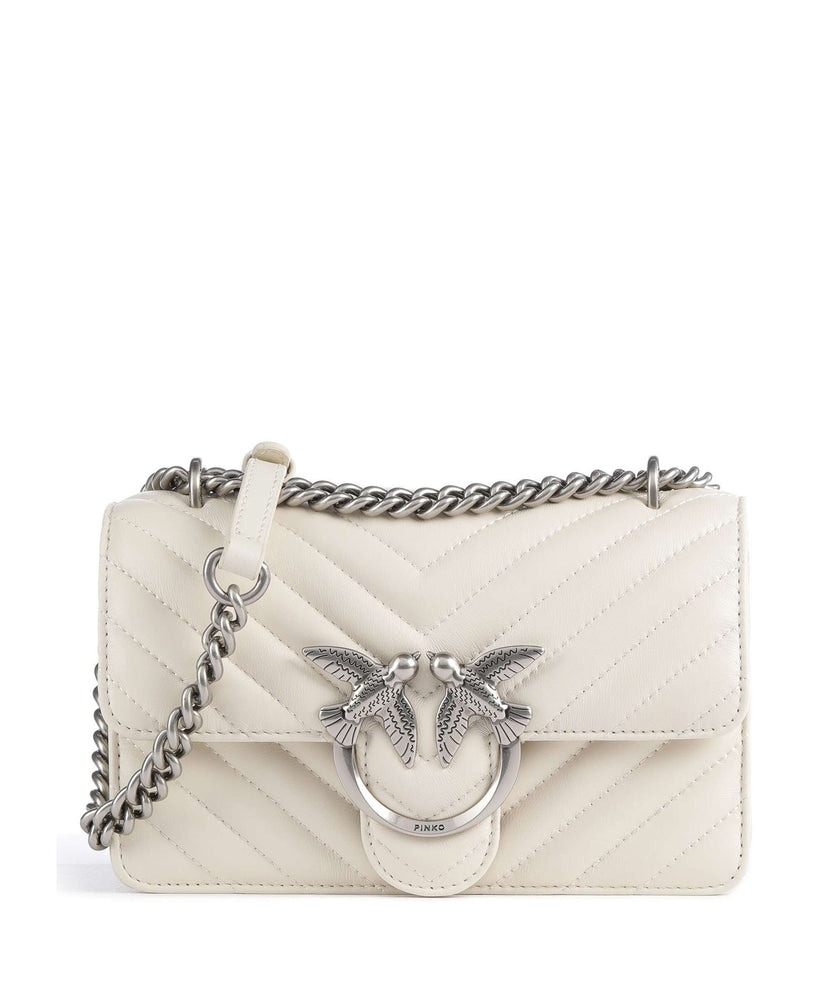 Pinko Love One Mini Shoulder bag bianco seta/old silver