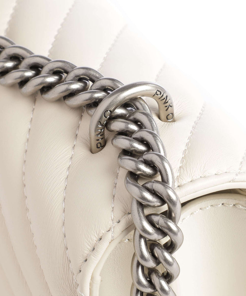 Pinko Love One Mini Shoulder bag bianco seta/old silver