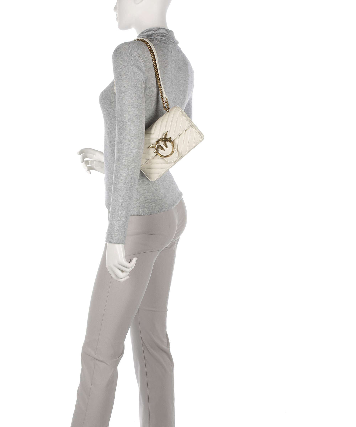 Pinko Love One Mini Shoulder bag bianco seta/antique gold