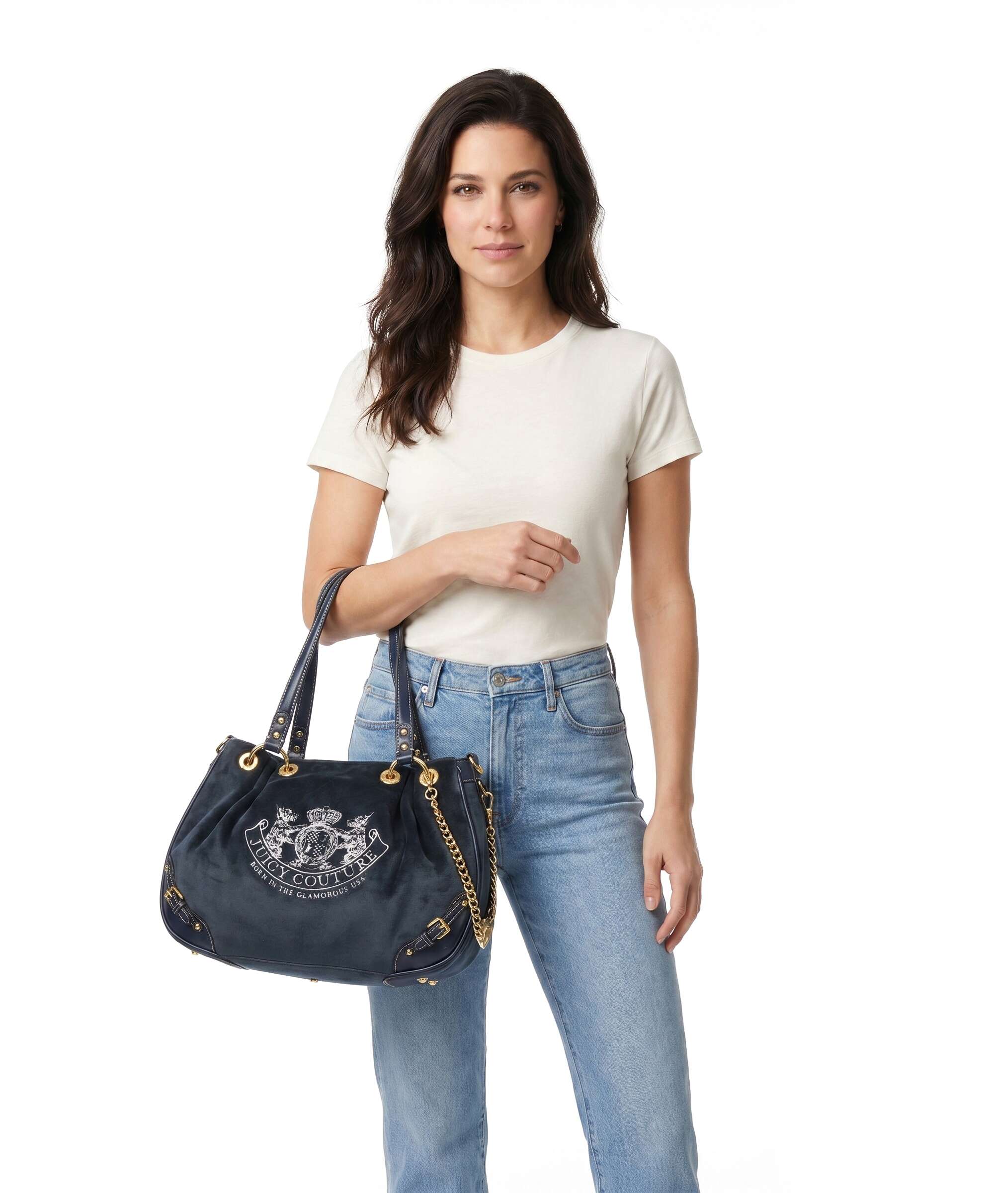 Juicy Couture Twig Narrative Velvet M Hobo bag blue depths