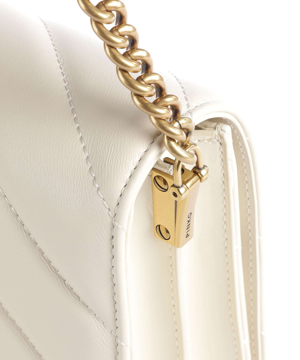 Pinko Love Click Classic Crossbody bag bianco seta/antique gold