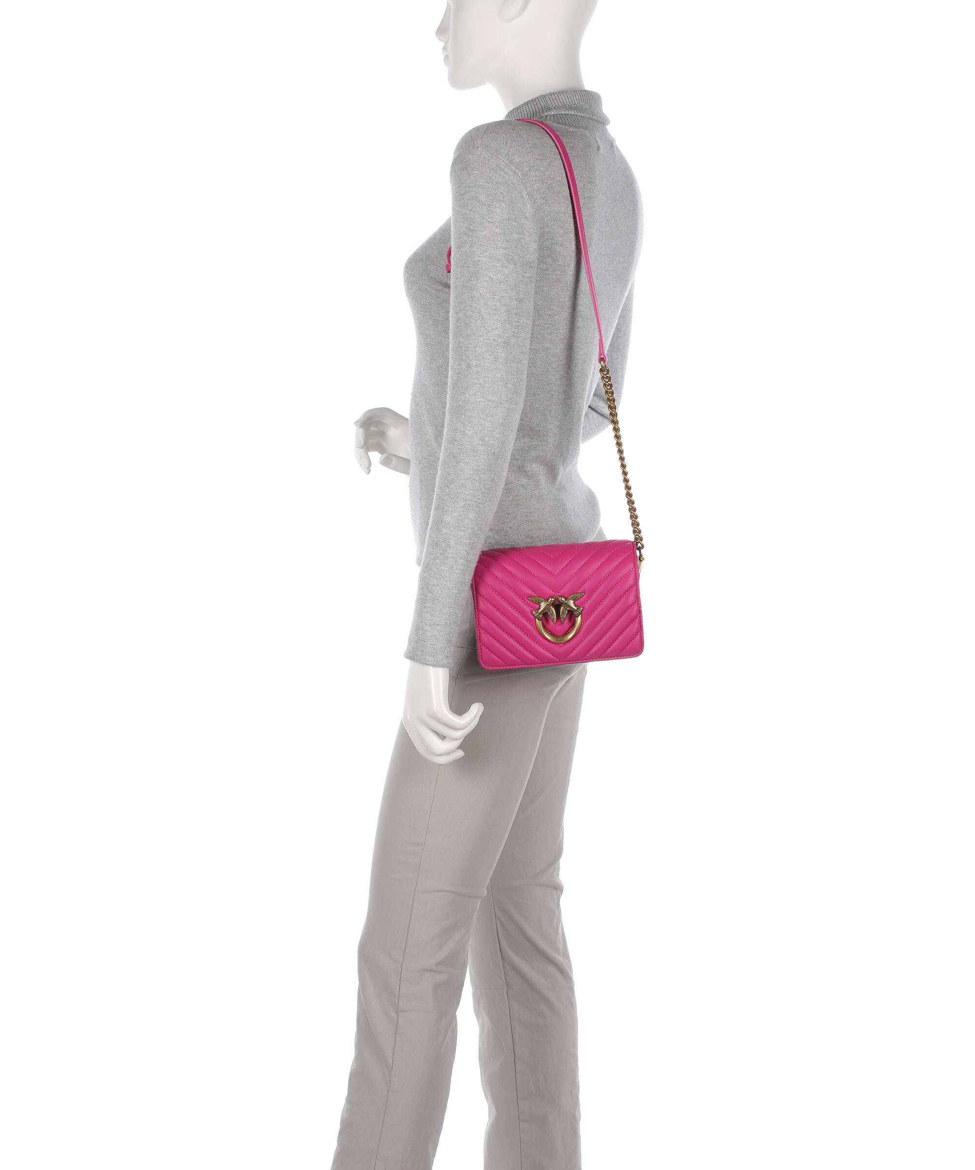 Pinko Love Click Mini Crossbody bag pink pinko/antique gold