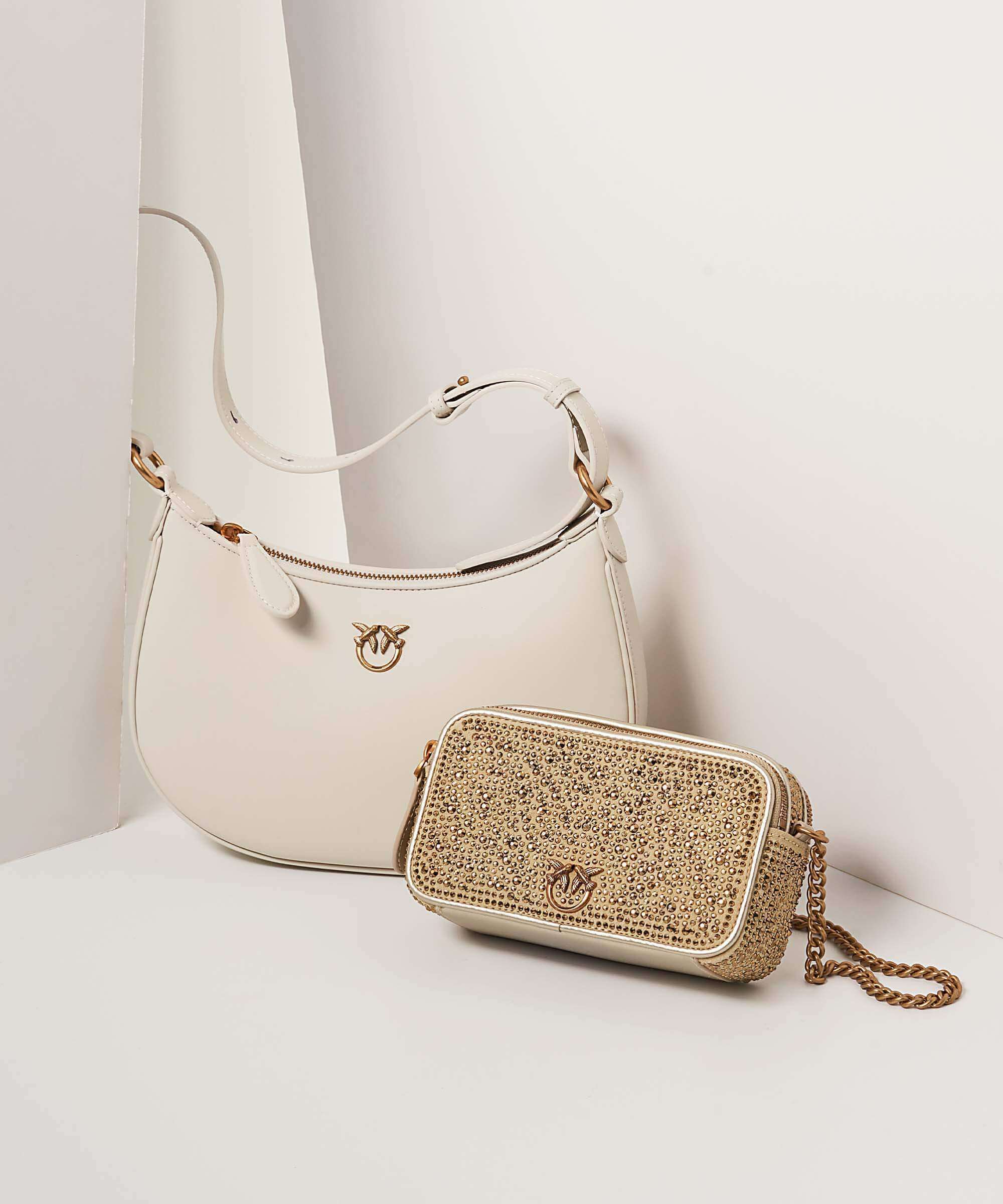 Pinko Half Moon Mini Shoulder bag bianco seta/antique gold