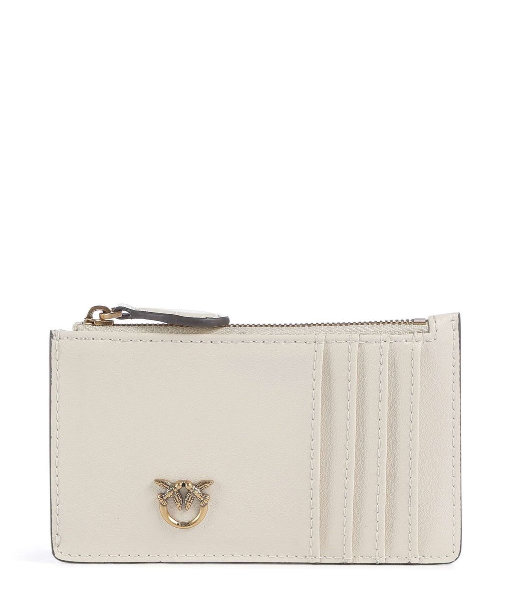 Pinko Airone Credit card holder bianco seta/antique gold